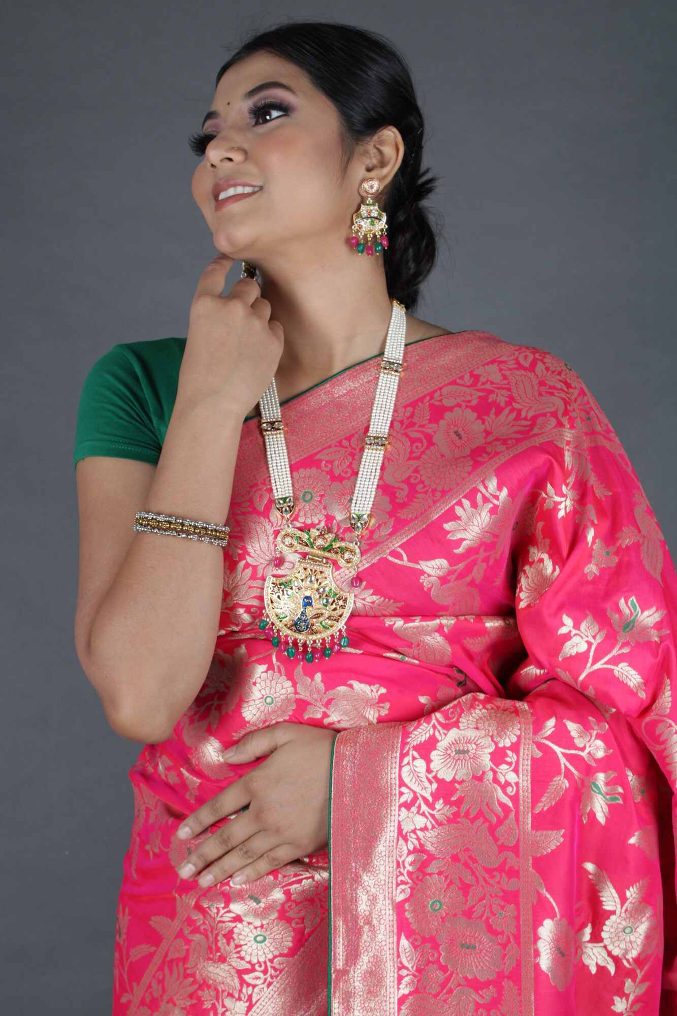 Rani color banarasi silk blend with tassels in pallu wrap in 1 minute saree - Isadora Life Online Shopping Store