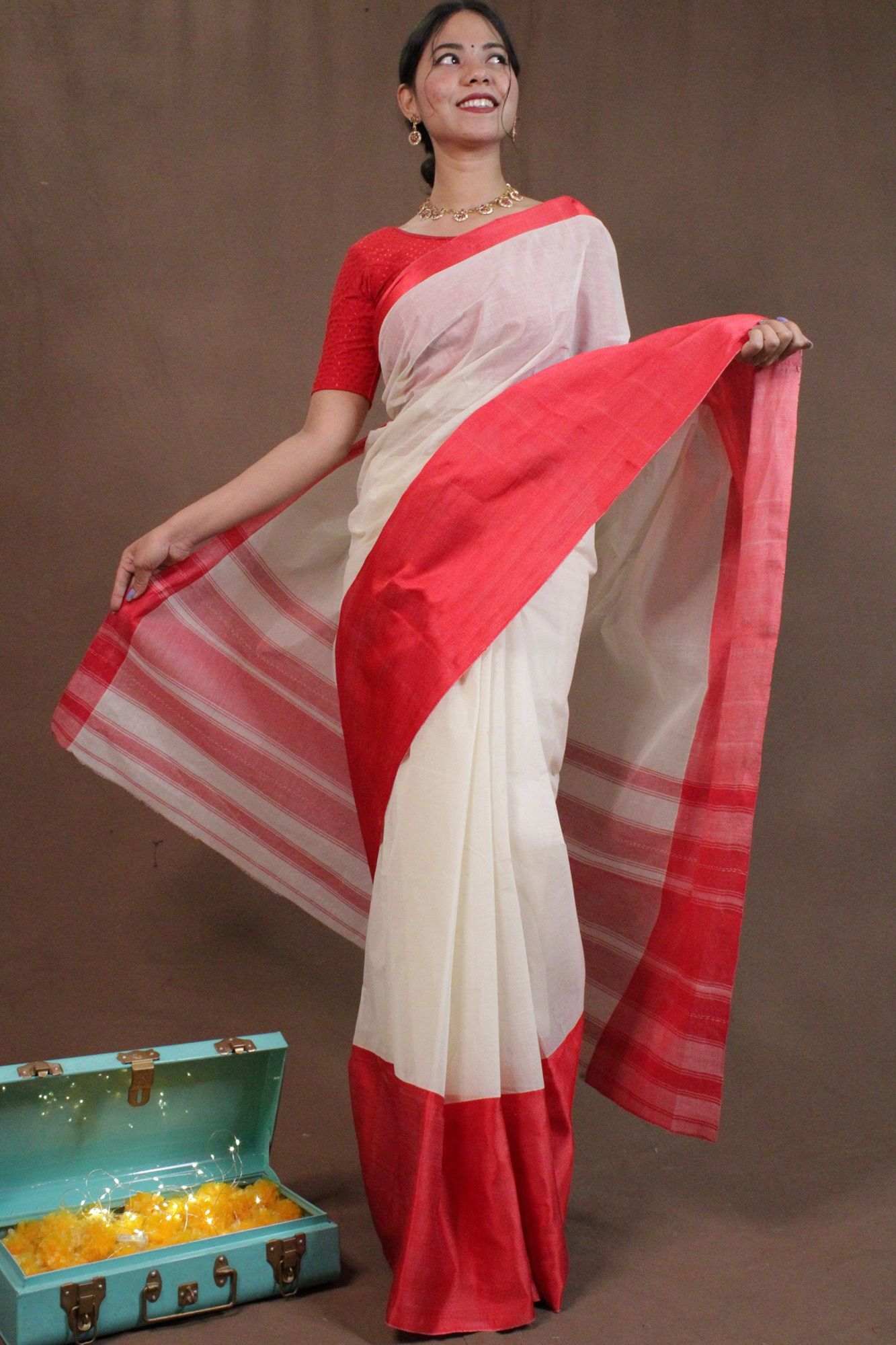 Bengal Handloom Dhaniyakhali Cotton Wrap in 1 minute saree - Isadora Life Online Shopping Store