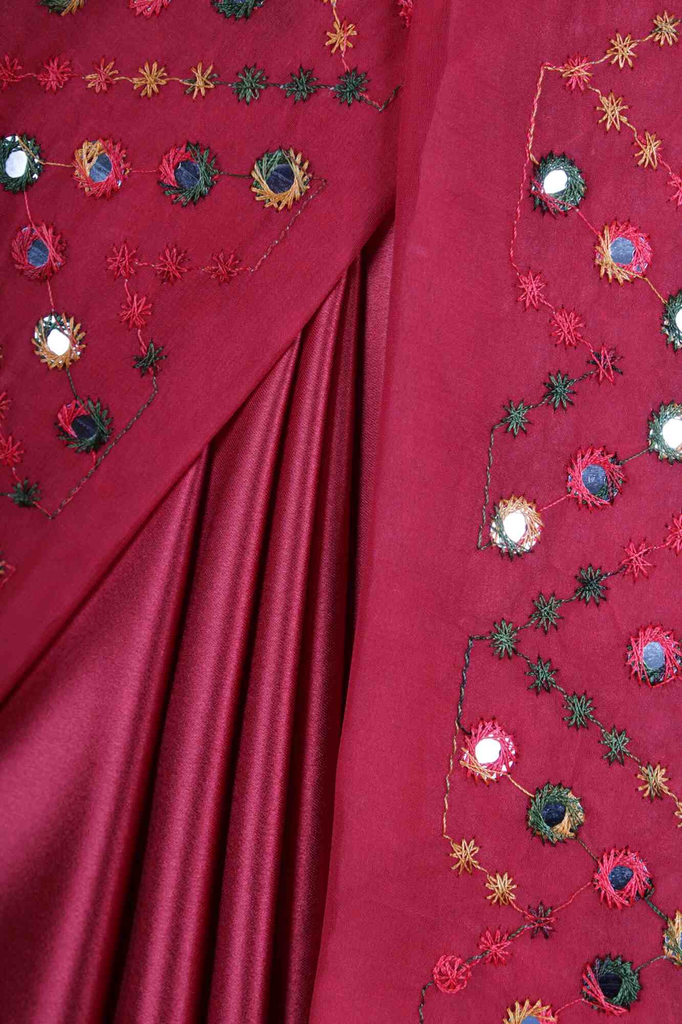 Designer embroidered Mirror Work Half and Half readymade one minute saree with stitched blouse - Isadora Life Online Shopping Store