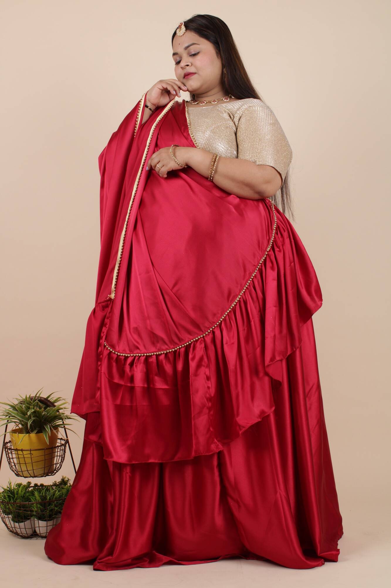 HALF SAREE TWIST - Gorgeous Ruffled Dupatta and Half Saree with stitched blouse - Isadora Life Online Shopping Store