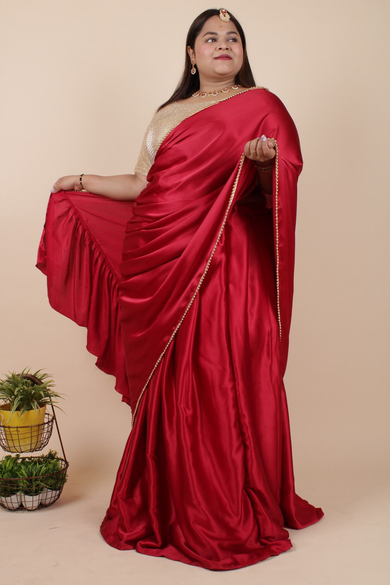 HALF SAREE TWIST - Gorgeous Ruffled Dupatta and Half Saree with stitched blouse - Isadora Life Online Shopping Store