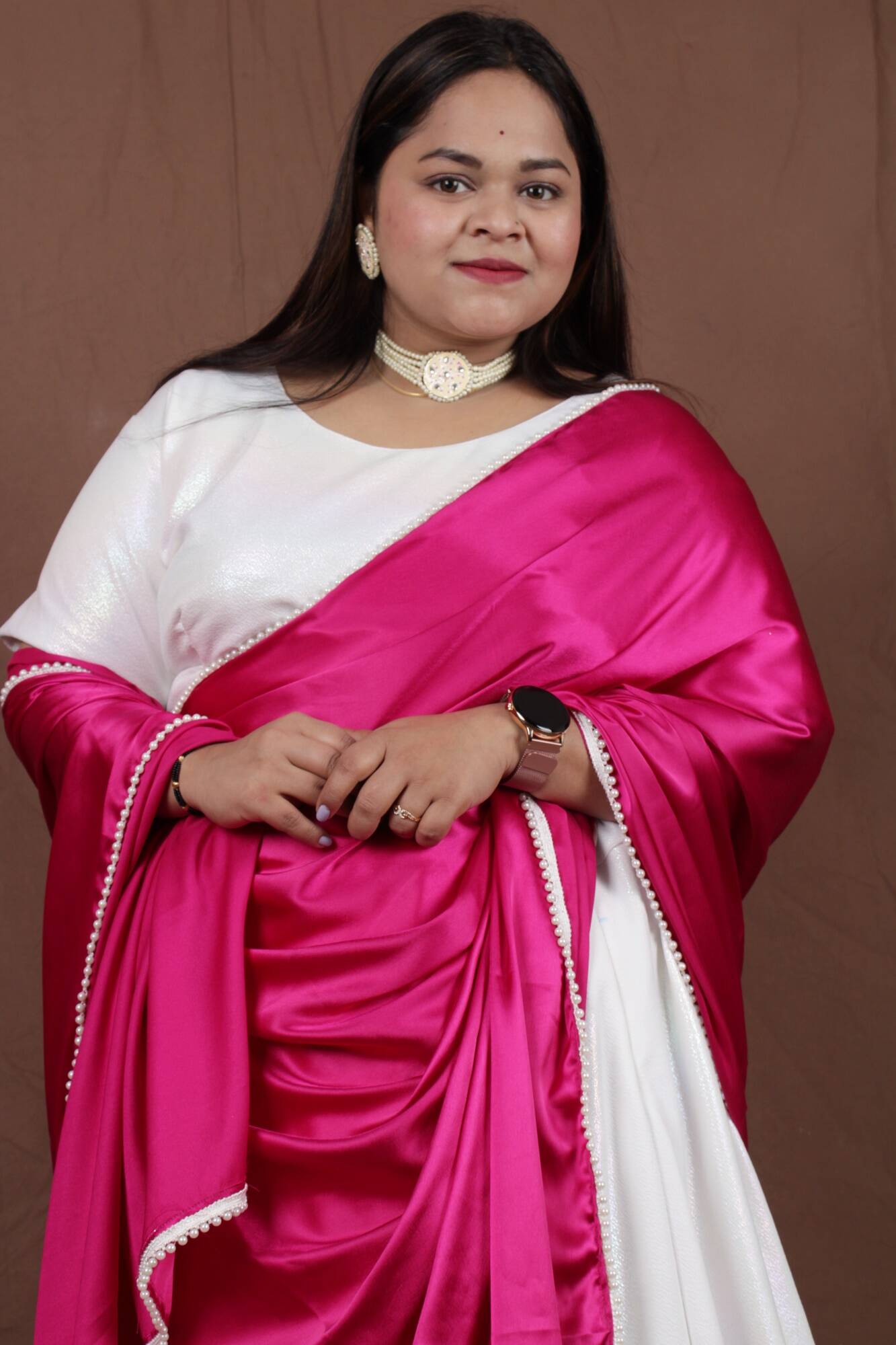 HALF SAREE TWIST - Moti Laced Dupatta with Shimmy Shimmer Lycra Half Saree and Readymade Blouse - Isadora Life Online Shopping Store