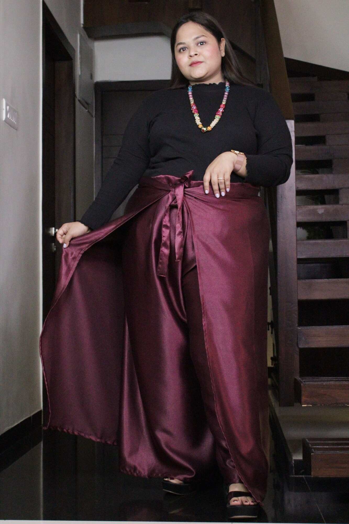 Burgandy Comfortable and Classy Wraparound Skirt Divider - Isadora Life Online Shopping Store