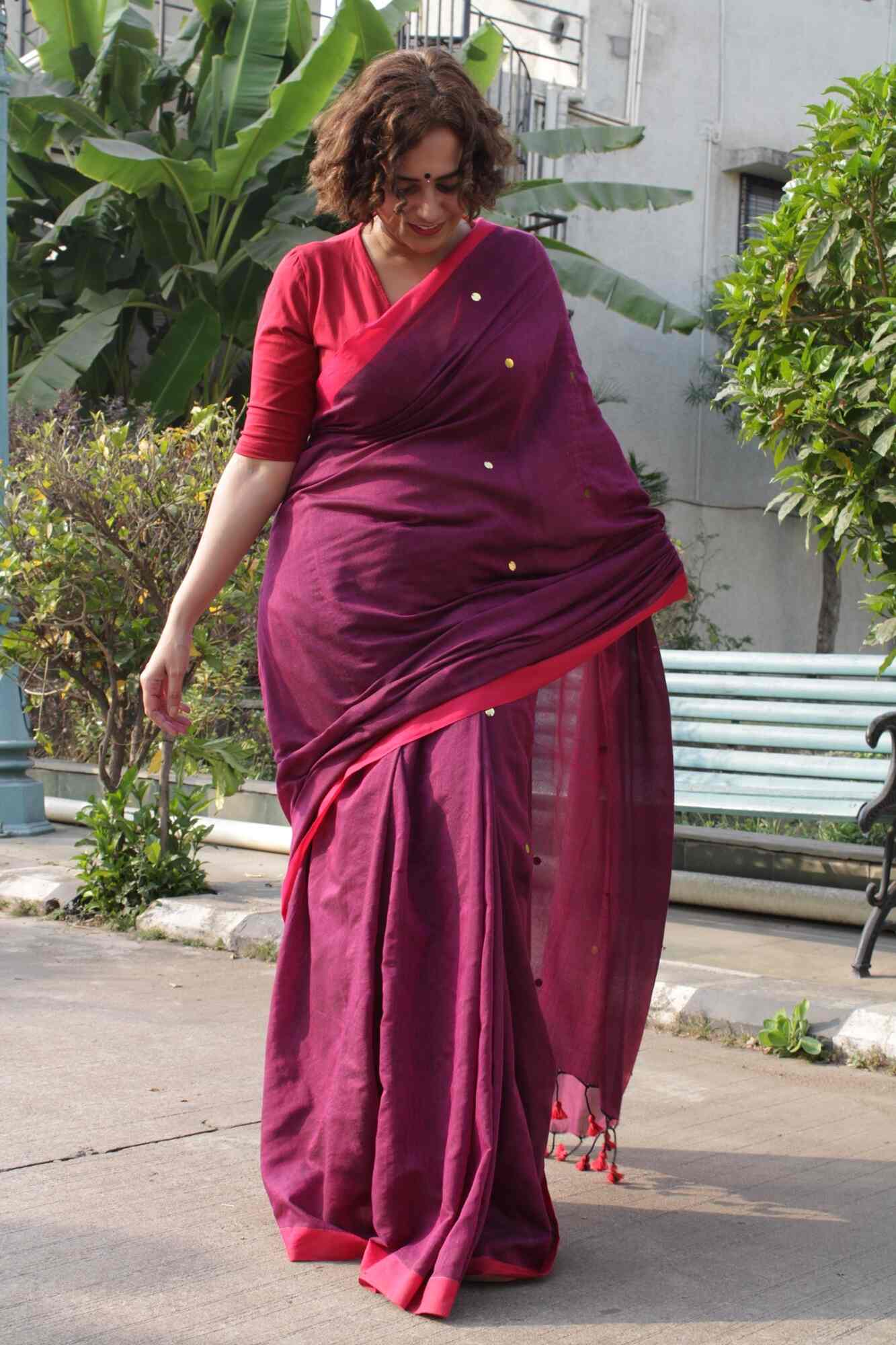 Handloom Women's Traditional Bengal Handloom Pure Cotton Khadi Wrap In 1 Minute Saree - Isadora Life Online Shopping Store