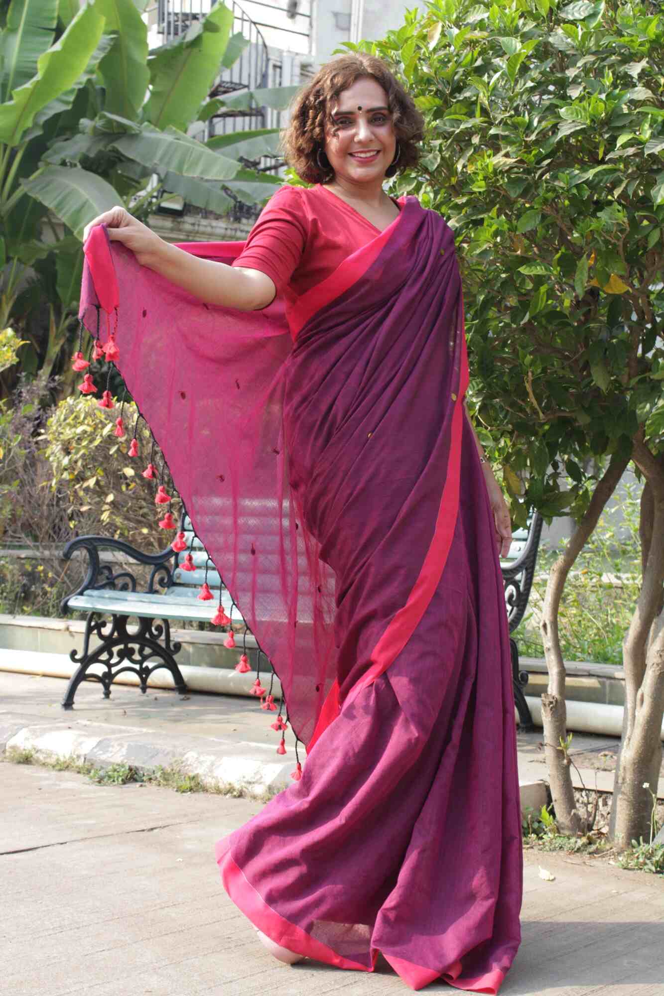 Handloom Women's Traditional Bengal Handloom Pure Cotton Khadi Wrap In 1 Minute Saree - Isadora Life Online Shopping Store