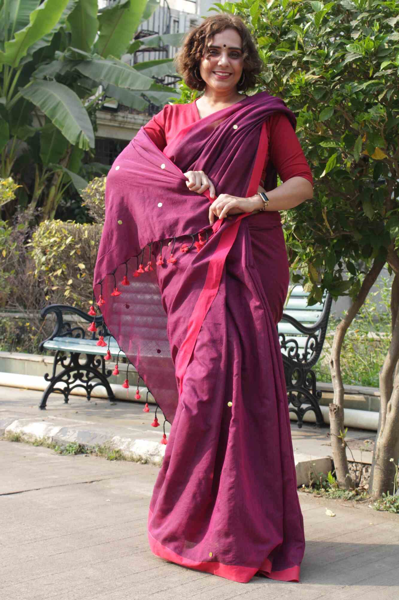 Handloom Women's Traditional Bengal Handloom Pure Cotton Khadi Wrap In 1 Minute Saree - Isadora Life Online Shopping Store