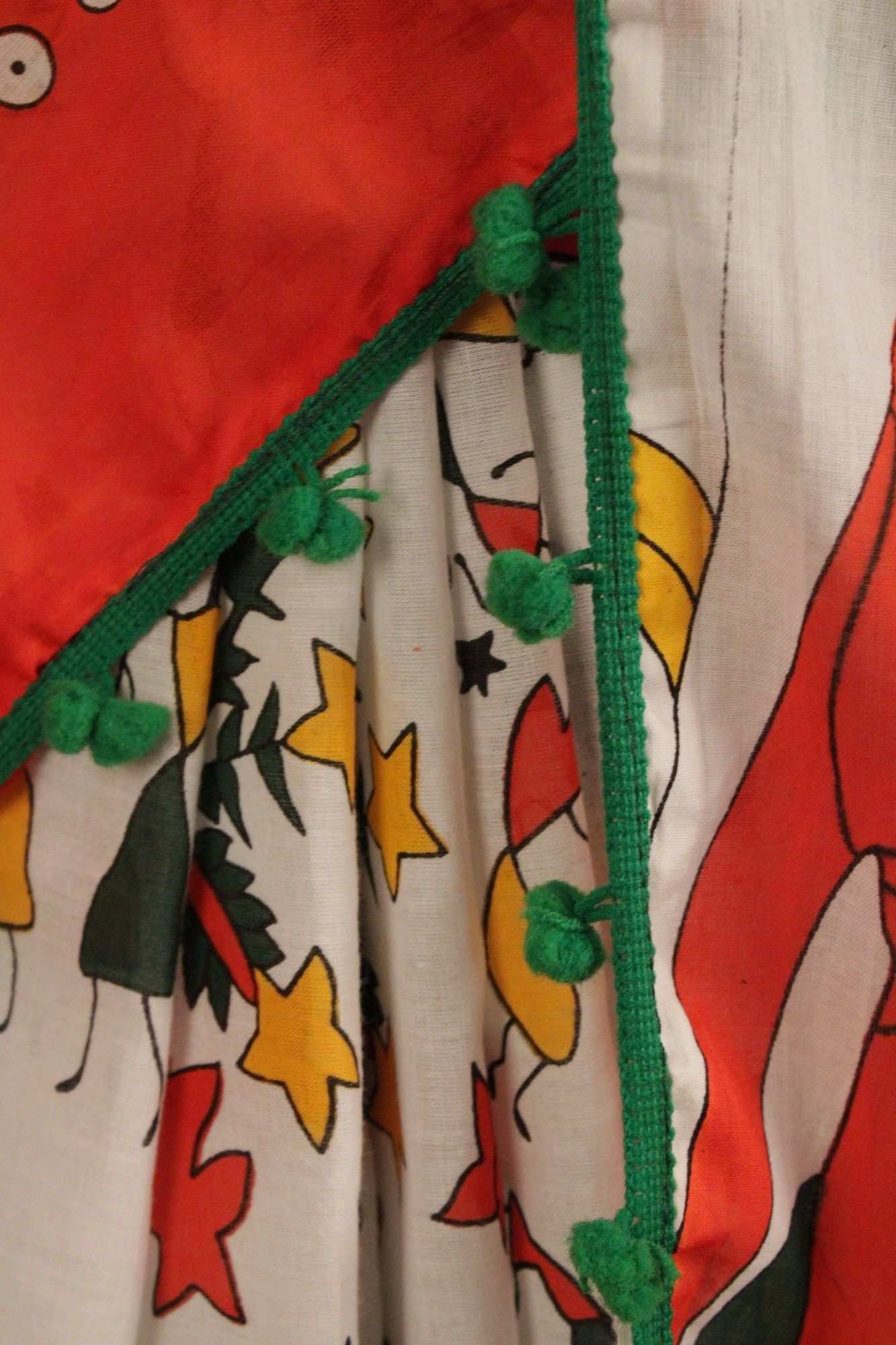 Saffron-White floral vegetable printed mul mul Cotton Wrap in 1 minute saree - Isadora Life Online Shopping Store