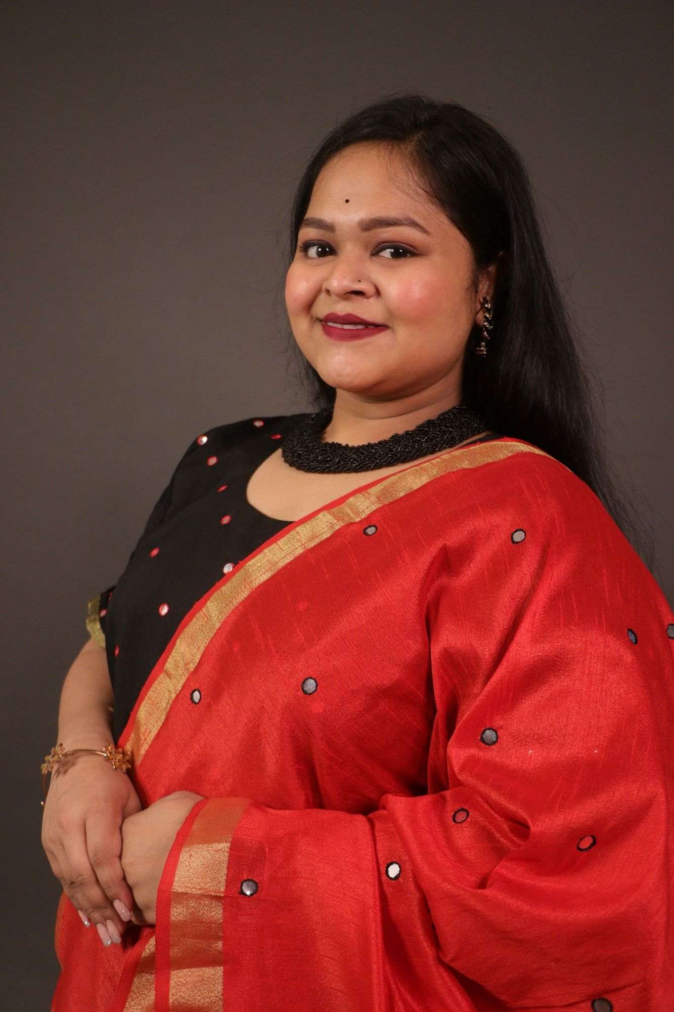 Red and black chanderi cotton mirror work kurta with beautiful dupatta readymade suit - Isadora Life Online Shopping Store