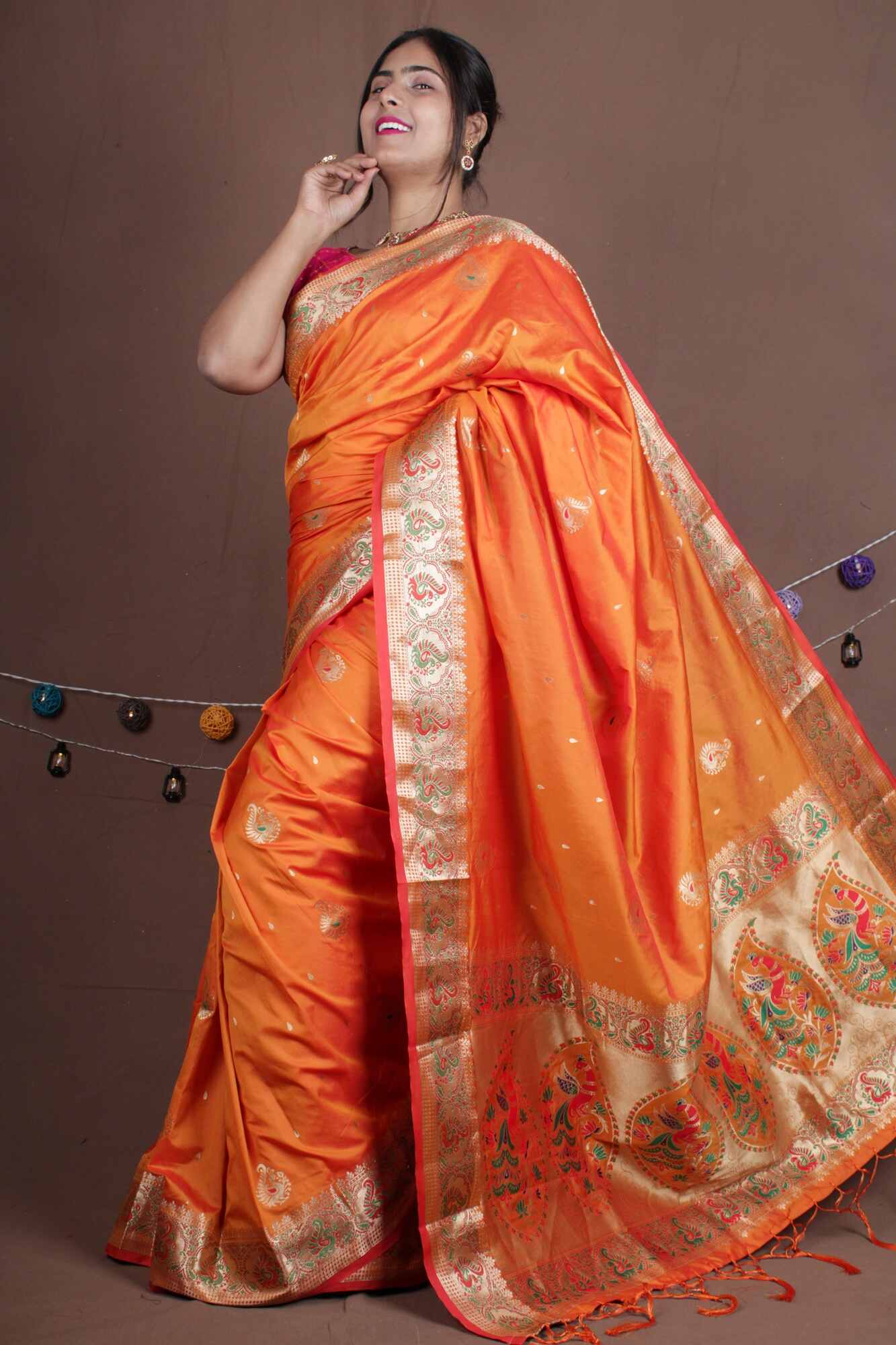 Wedding wear Paithani Border Prestitched Wrap in 1 Minute Saree with ornate pallu - Isadora Life Online Shopping Store