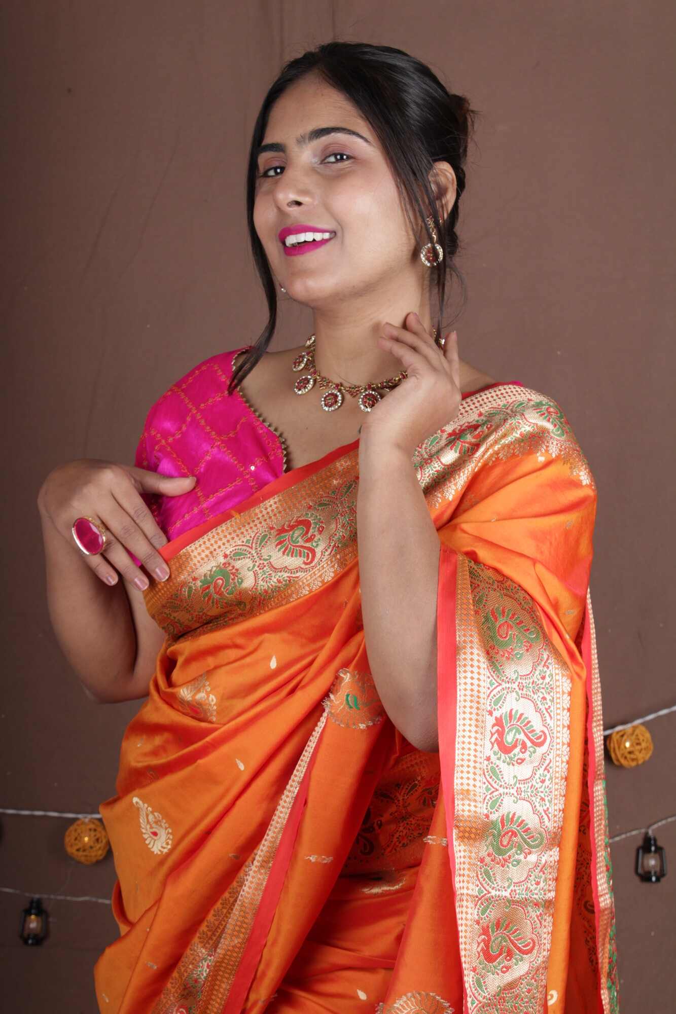 Wedding wear Paithani Border Prestitched Wrap in 1 Minute Saree with ornate pallu - Isadora Life Online Shopping Store