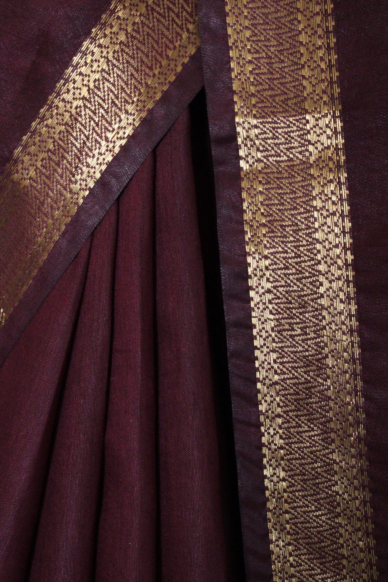 Maroon Manglagiri Copper Wrap In One Minute Saree - Isadora Life Online Shopping Store