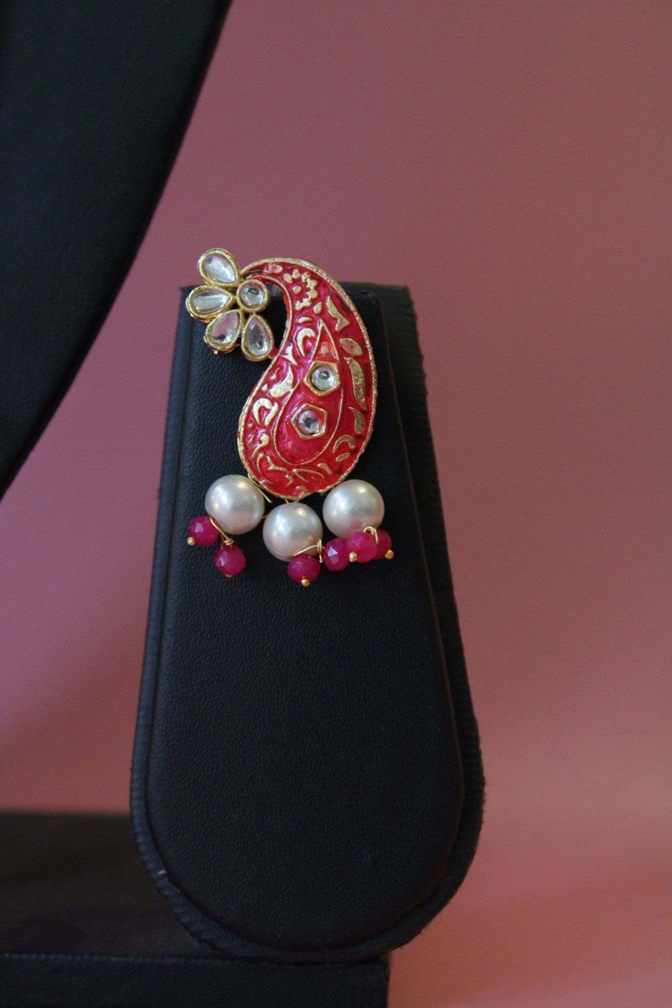 Gold Plated Pearls & Onyx Stones Studded Meenakari Work Jewelry Set - Isadora Life Online Shopping Store