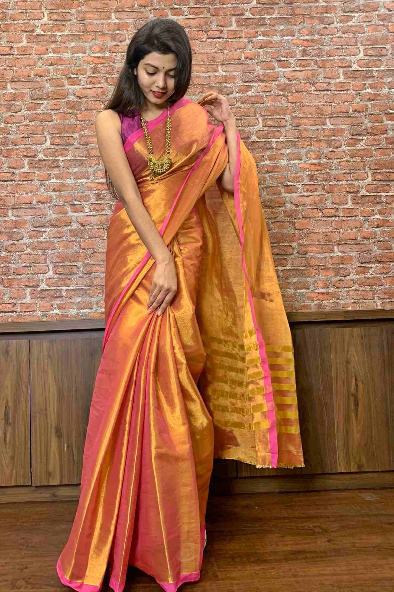 Uppada Cotton tissue dhoop chaanv wrap in 1 minute saree - Isadora Life Online Shopping Store