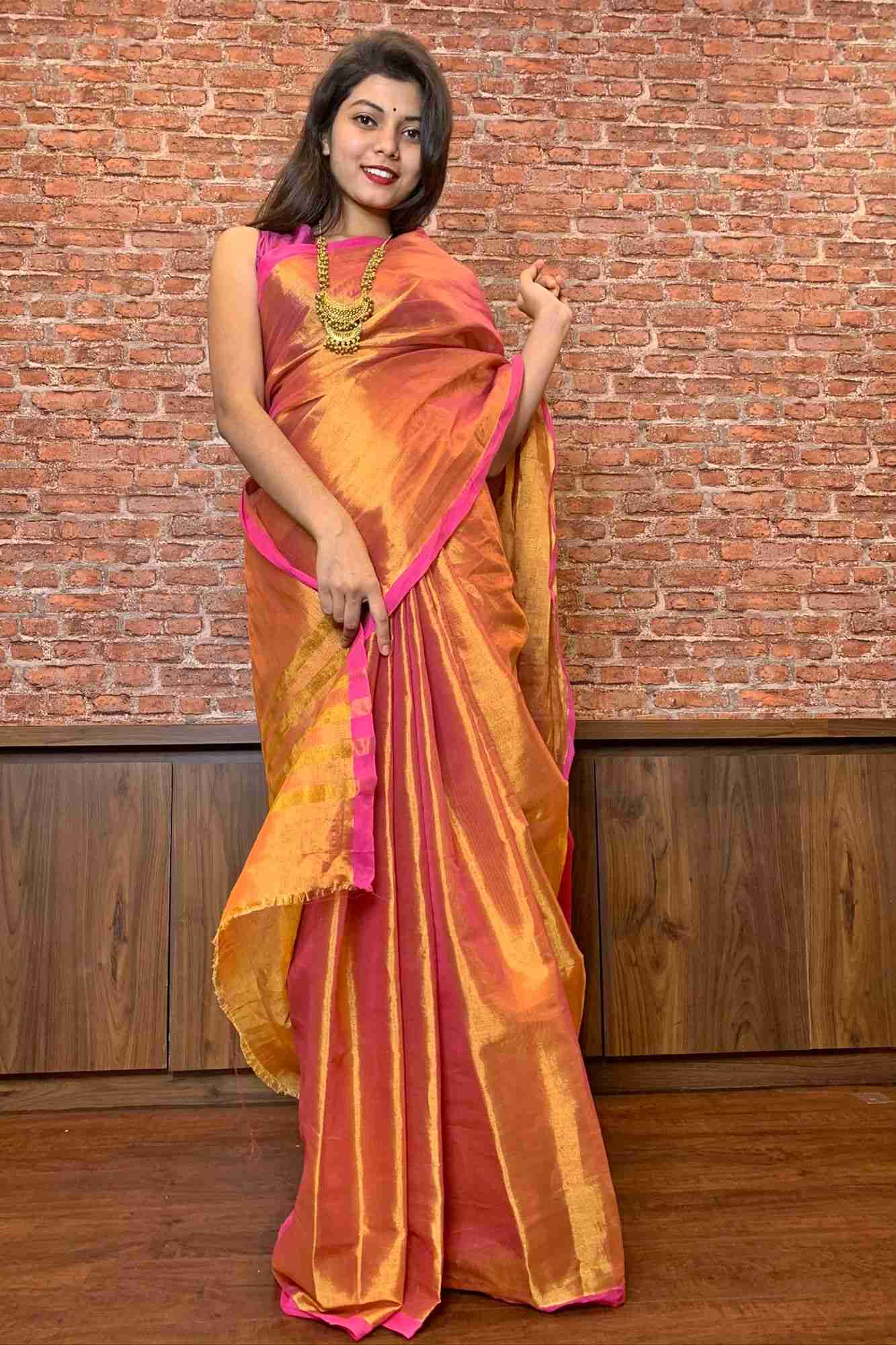 Uppada Cotton tissue dhoop chaanv wrap in 1 minute saree - Isadora Life Online Shopping Store