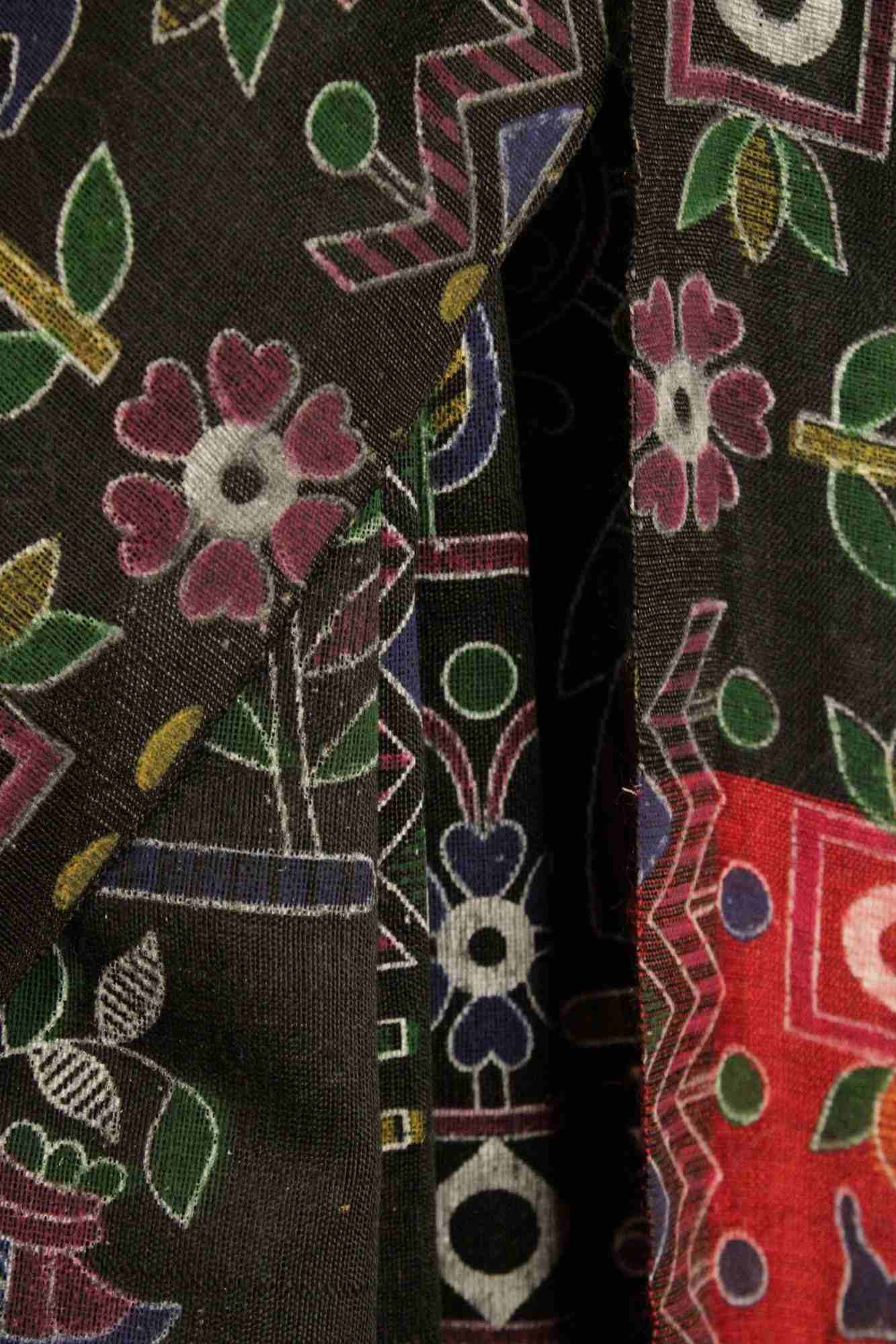 Black-Maroon Cotton Silk Madhubani Print Wrap in 1 minute saree - Isadora Life Online Shopping Store