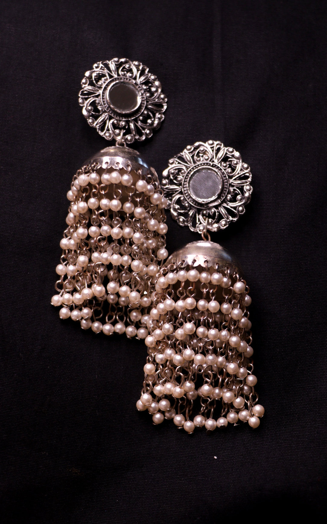 Silver earring with white moti - Isadora Life Online Shopping Store