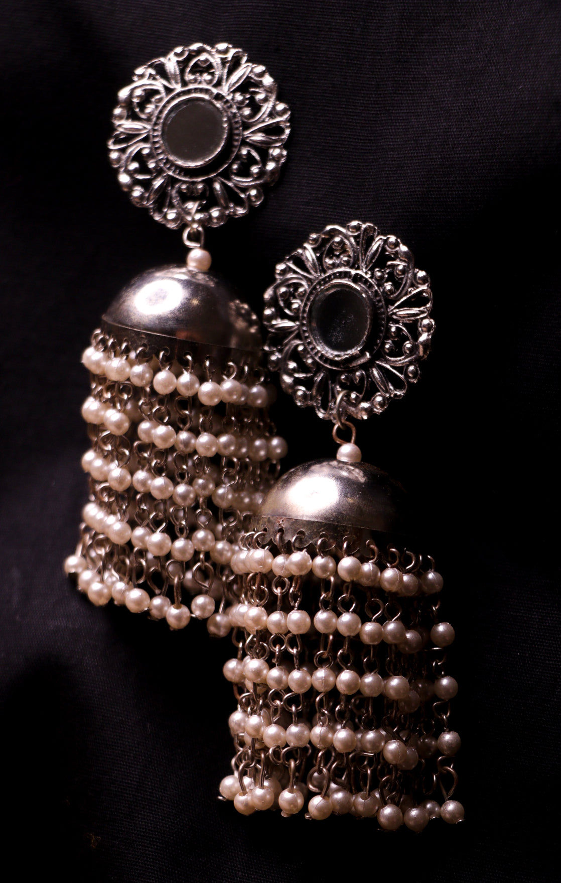 Silver earring with white moti - Isadora Life Online Shopping Store