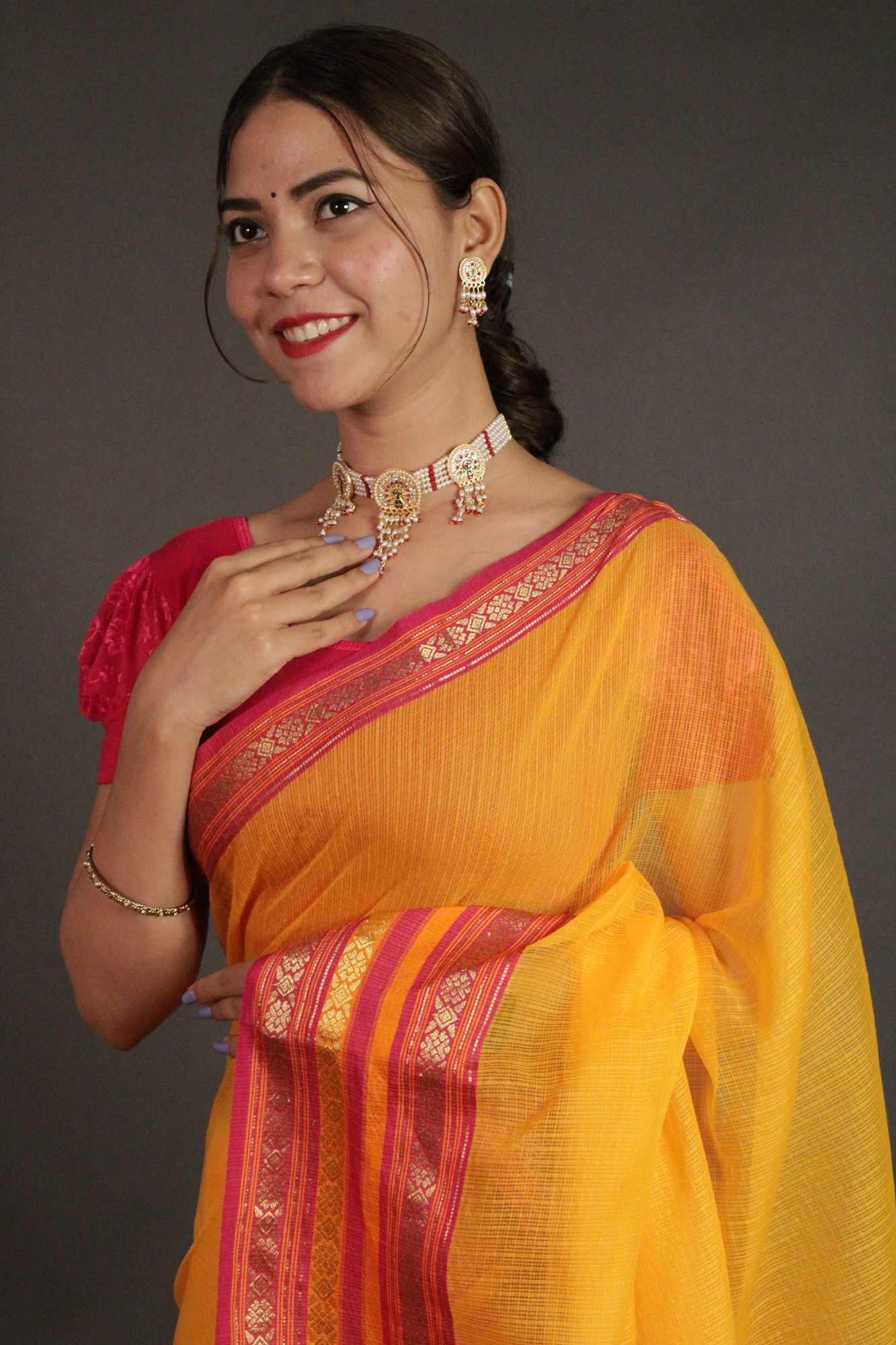 Kota Doria Cotton Manipuri Wrap in 1 minute saree - Isadora Life Online Shopping Store