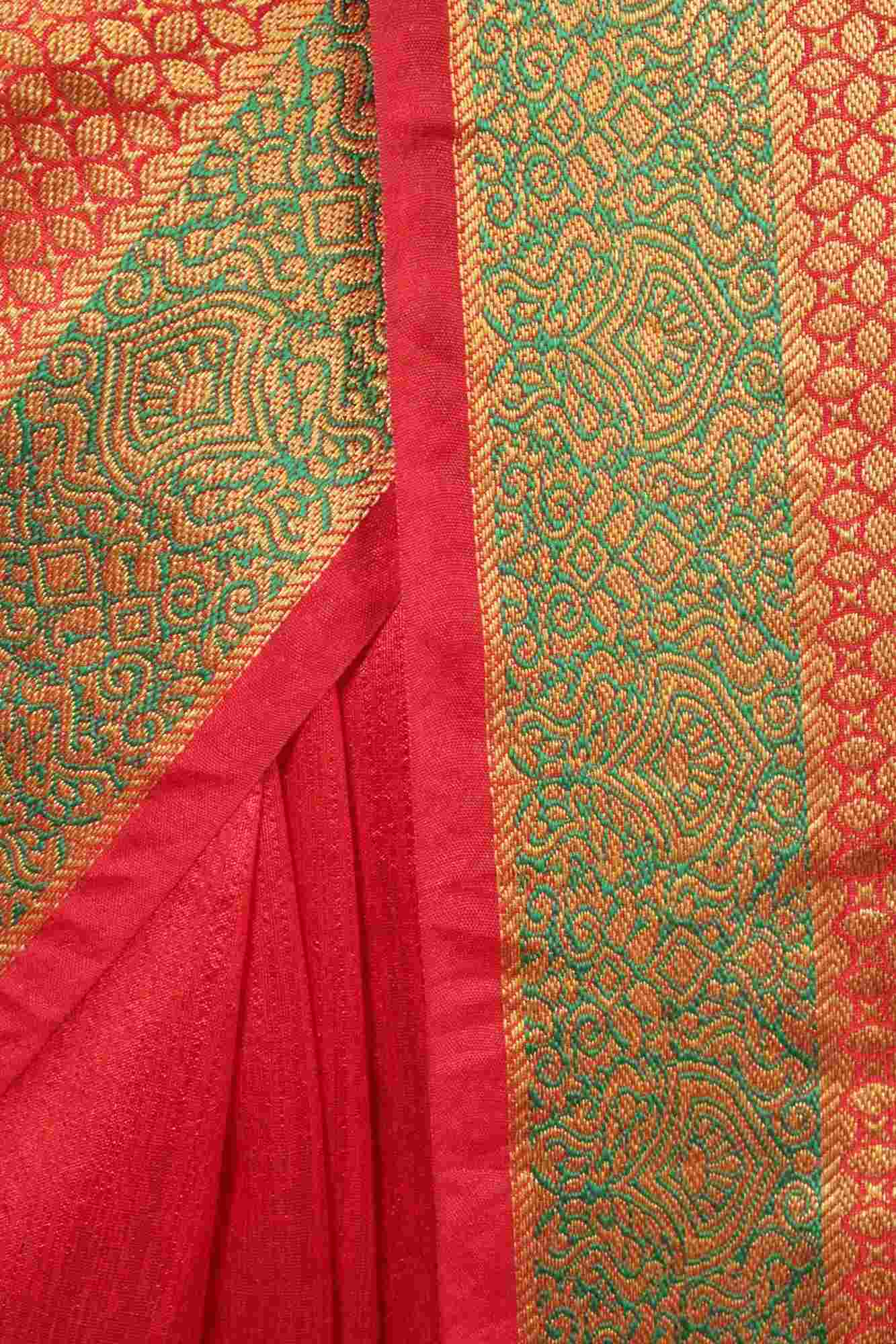Red Kota Doria Cotton Manipuri Wrap in 1 minute Saree - Isadora Life Online Shopping Store