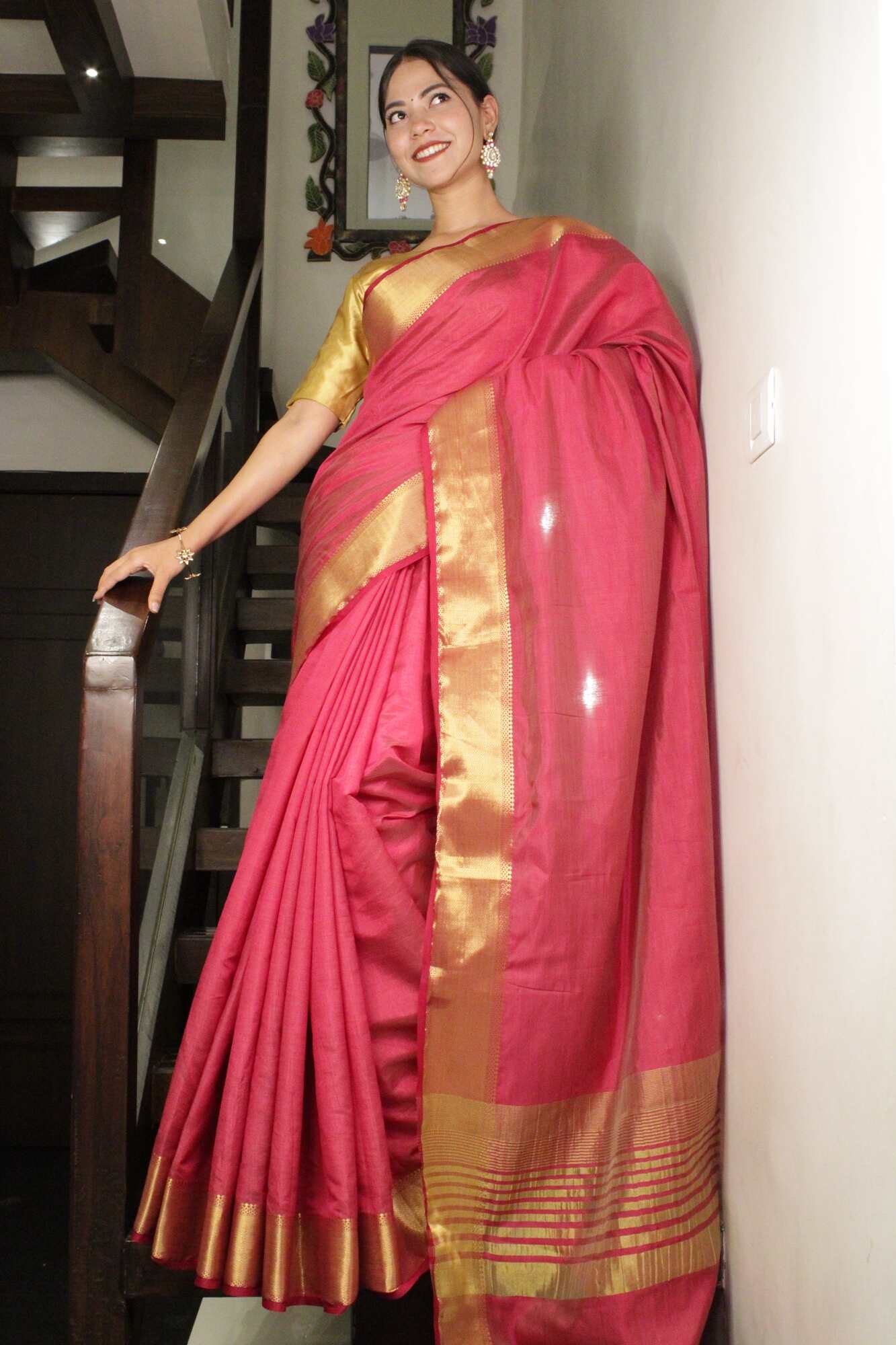 Ravishing Azure Pink With Zari Border Wrap in 1 minute Saree with Readymade Blouse - Isadora Life Online Shopping Store