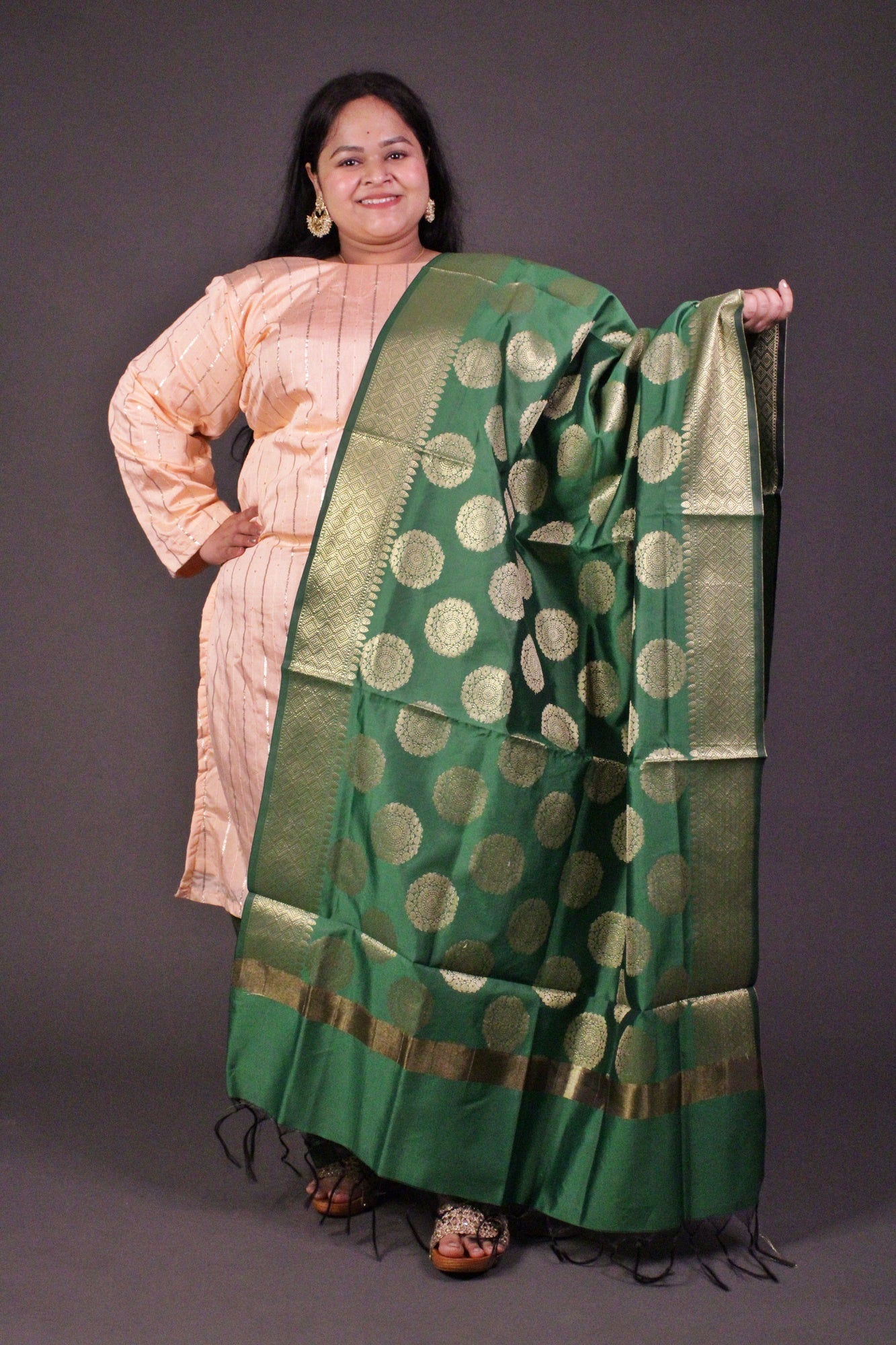 Peach festive kurta with banarasi dupatta - Isadora Life Online Shopping Store