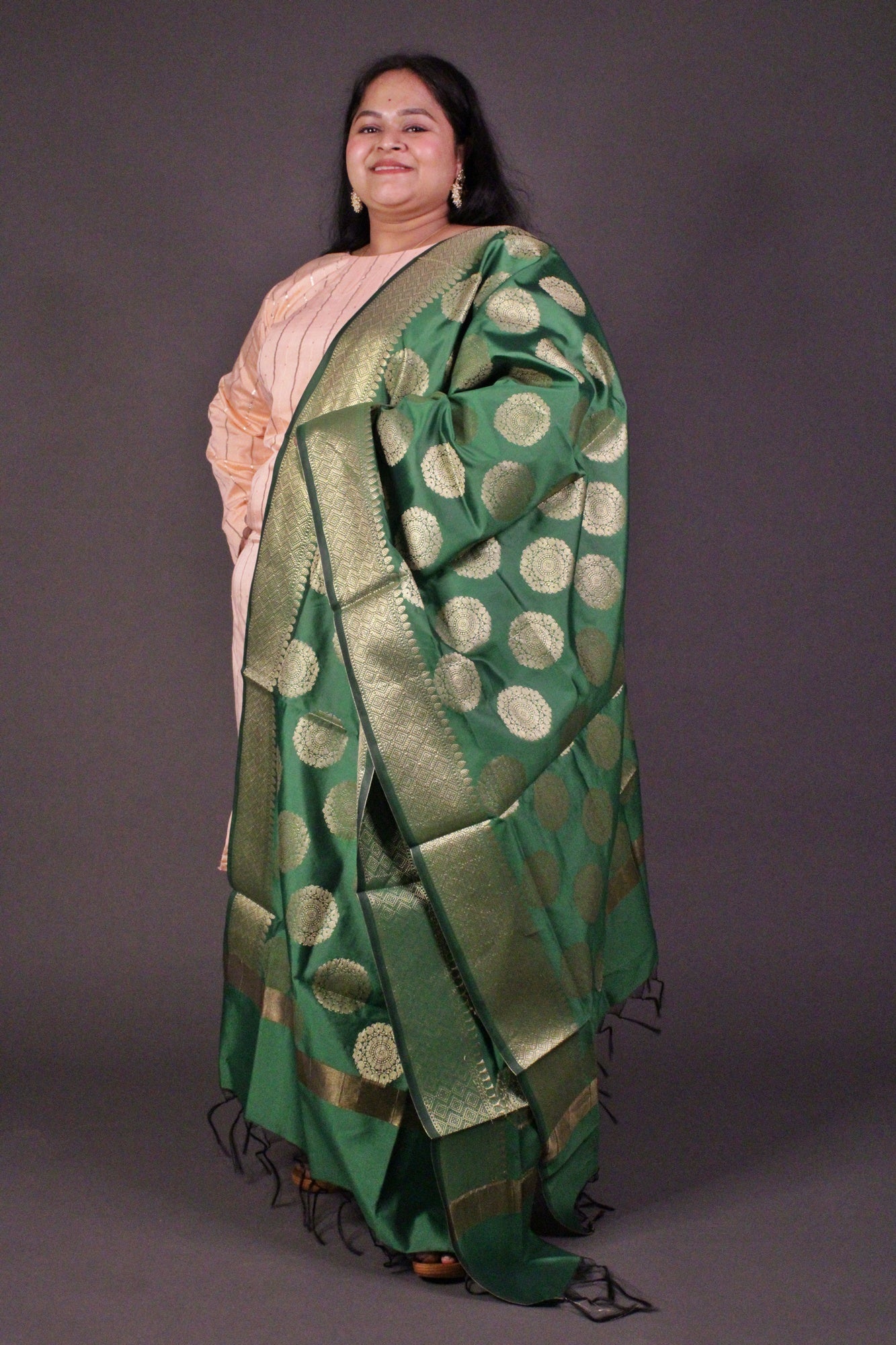 Peach festive kurta with banarasi dupatta - Isadora Life Online Shopping Store