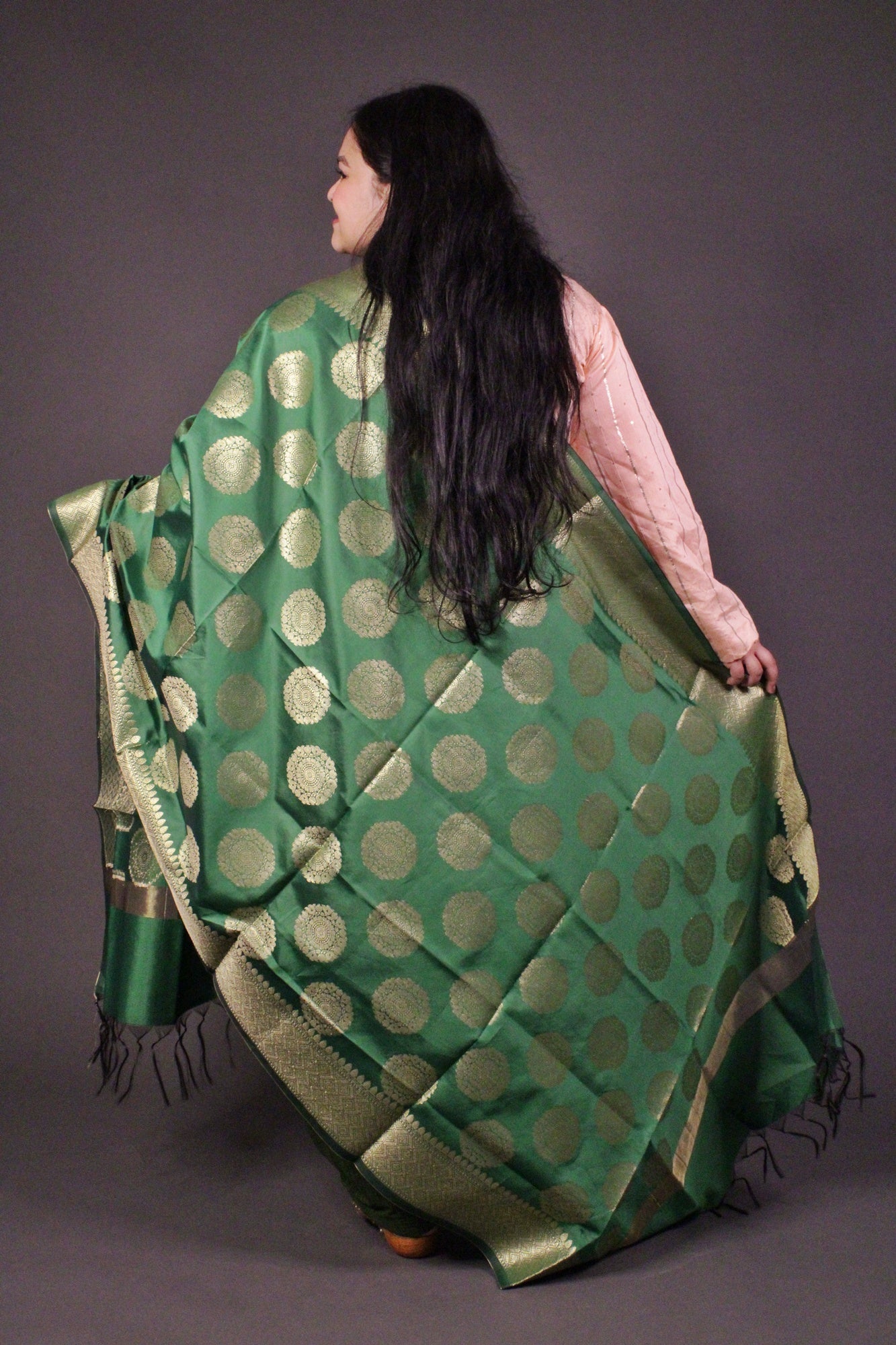 Peach festive kurta with banarasi dupatta - Isadora Life Online Shopping Store