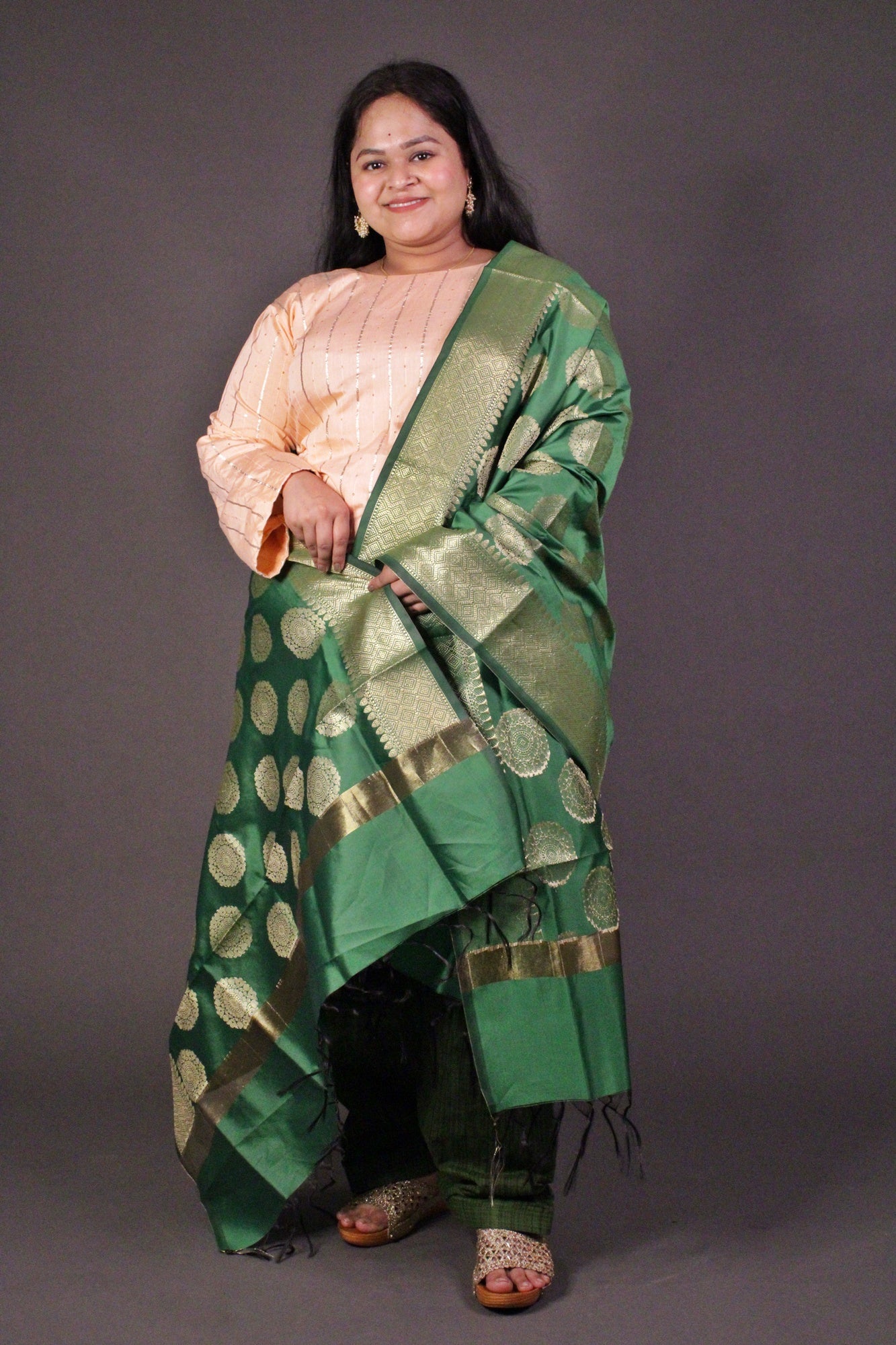 Peach festive kurta with banarasi dupatta - Isadora Life Online Shopping Store