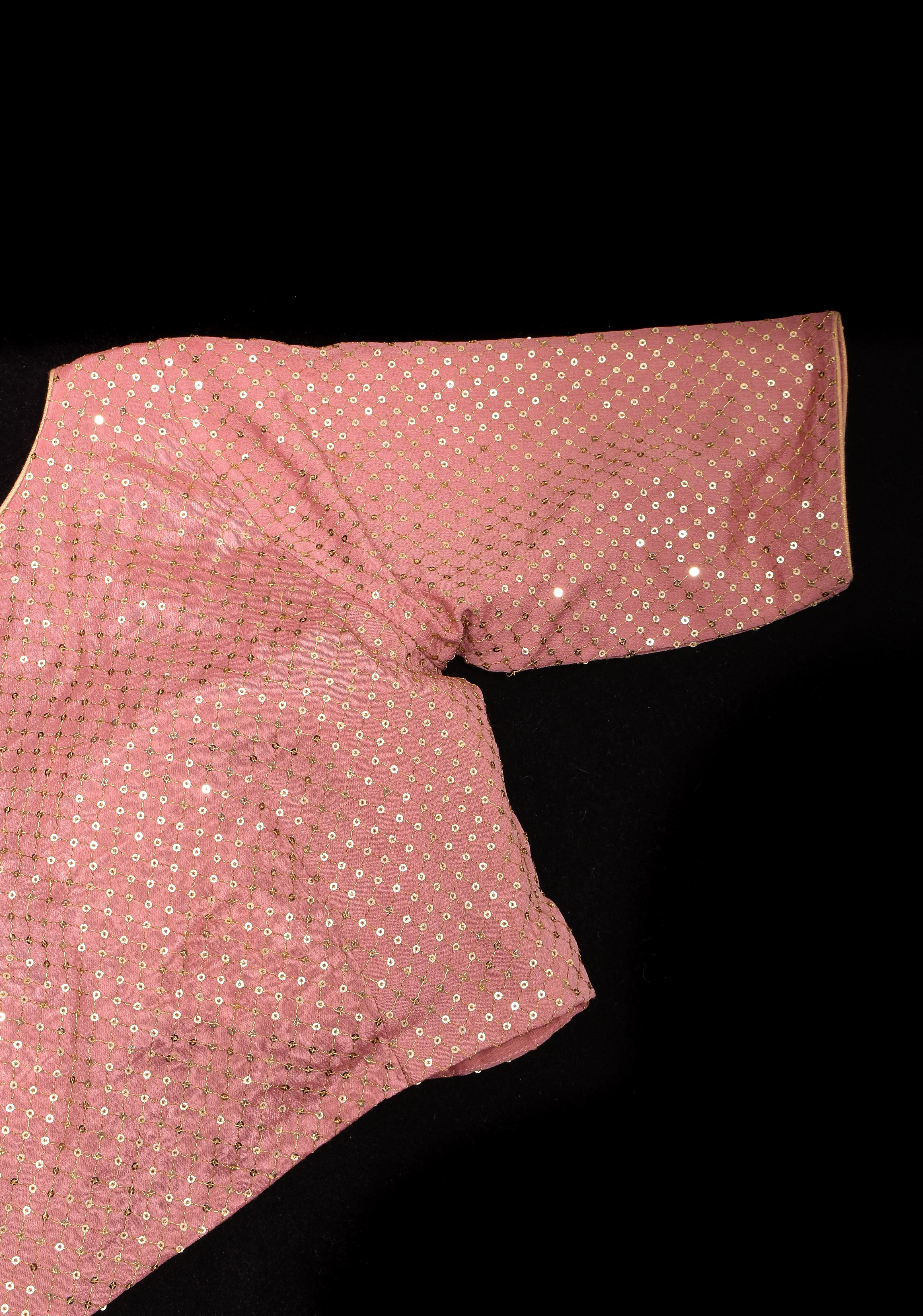Dusty Rose Chinnon Blouse with dainty sequins, made to order | Shobitam