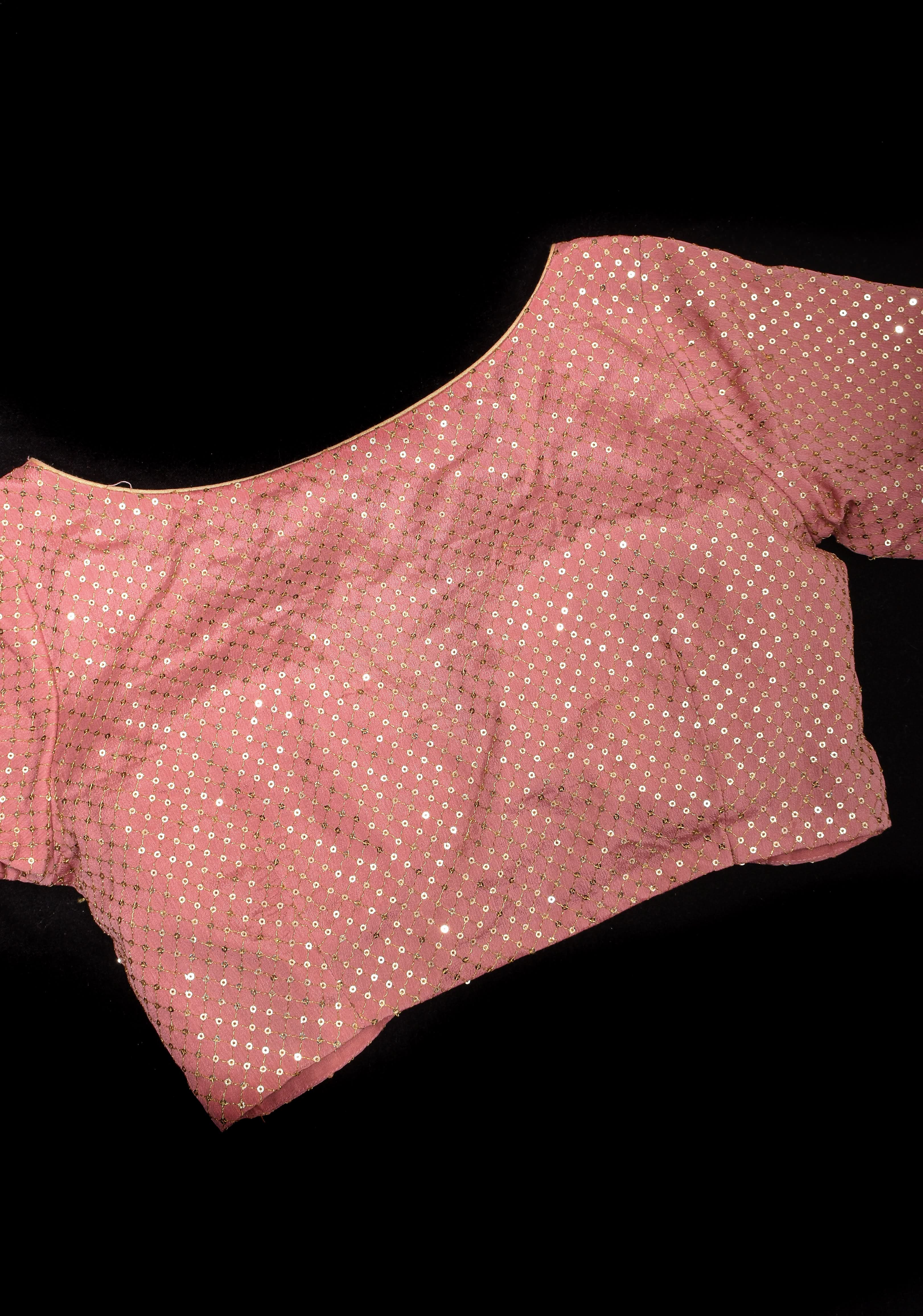 Dusty Rose Chinnon Blouse with dainty sequins, made to order | Shobitam