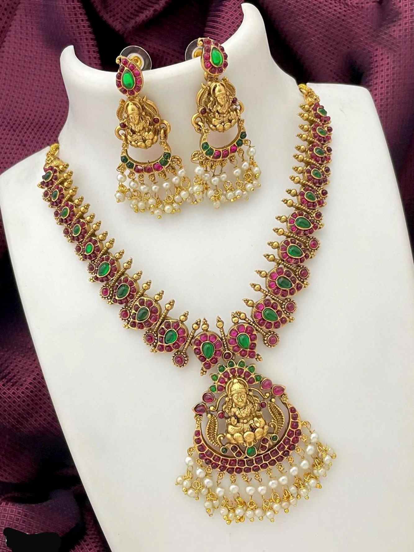 Majestic Traditional Lakshmi Pendant Multicolor Jewellery Set – A Vibrant Celebration of Prosperity and Elegance