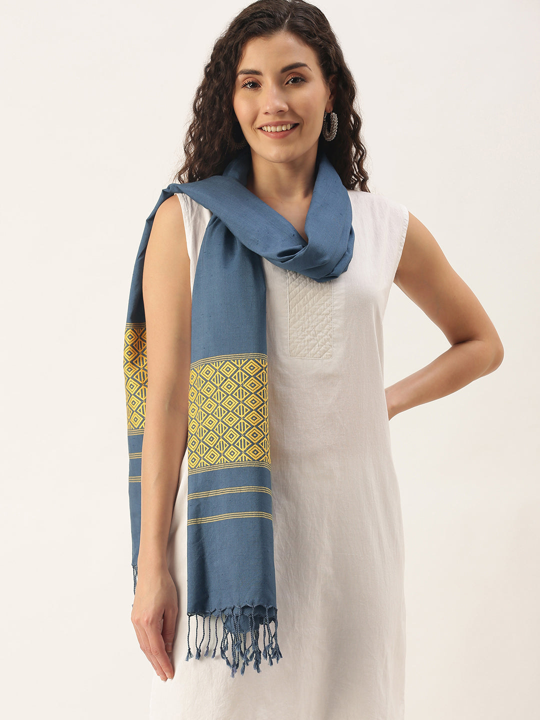 80x24" Handloom Eri Ahimsa Silk Stole | SHOBITAM
