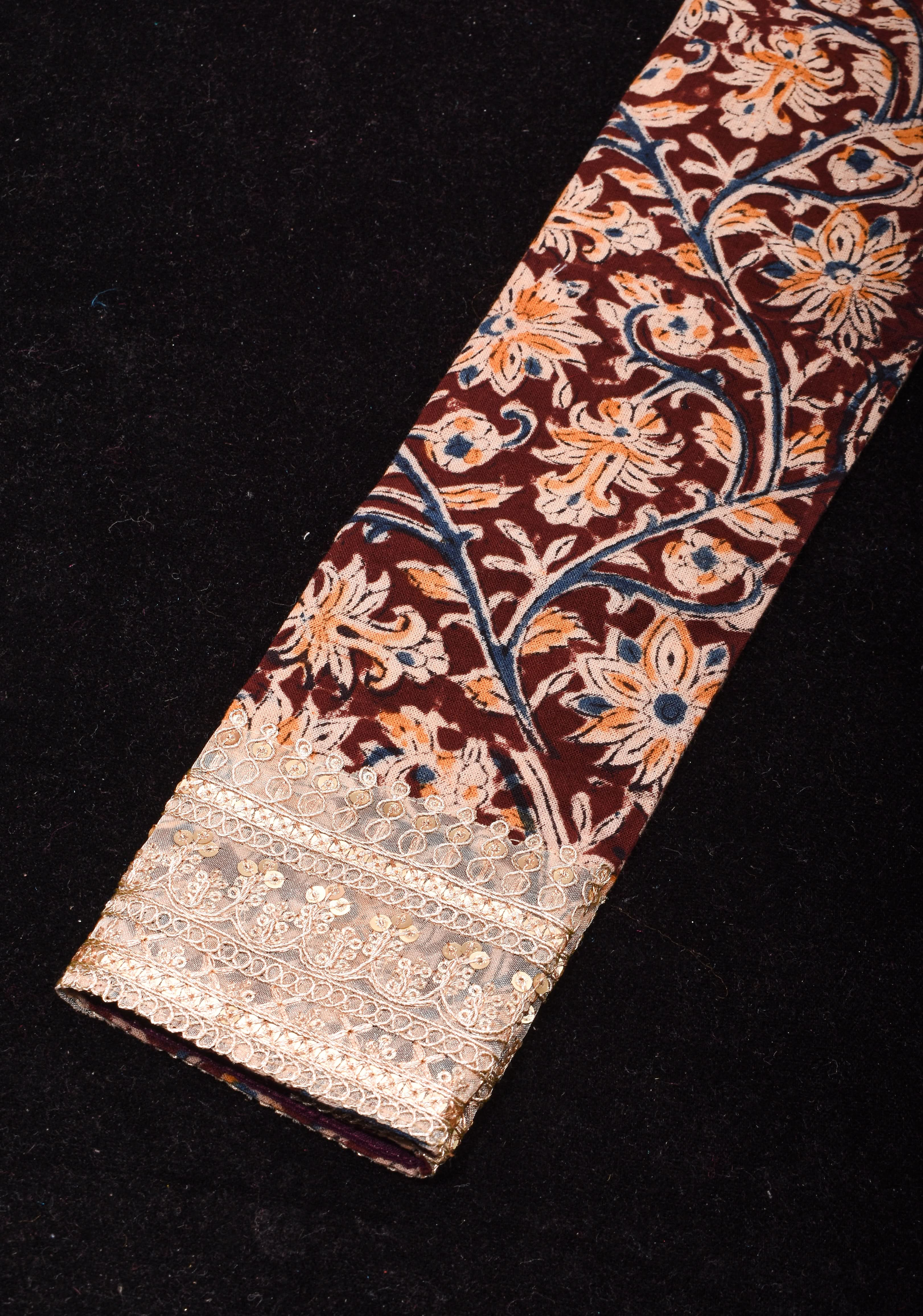 Kalamkari block print blouse with front slit design and full sleeves ,made to order | SHOBITAM