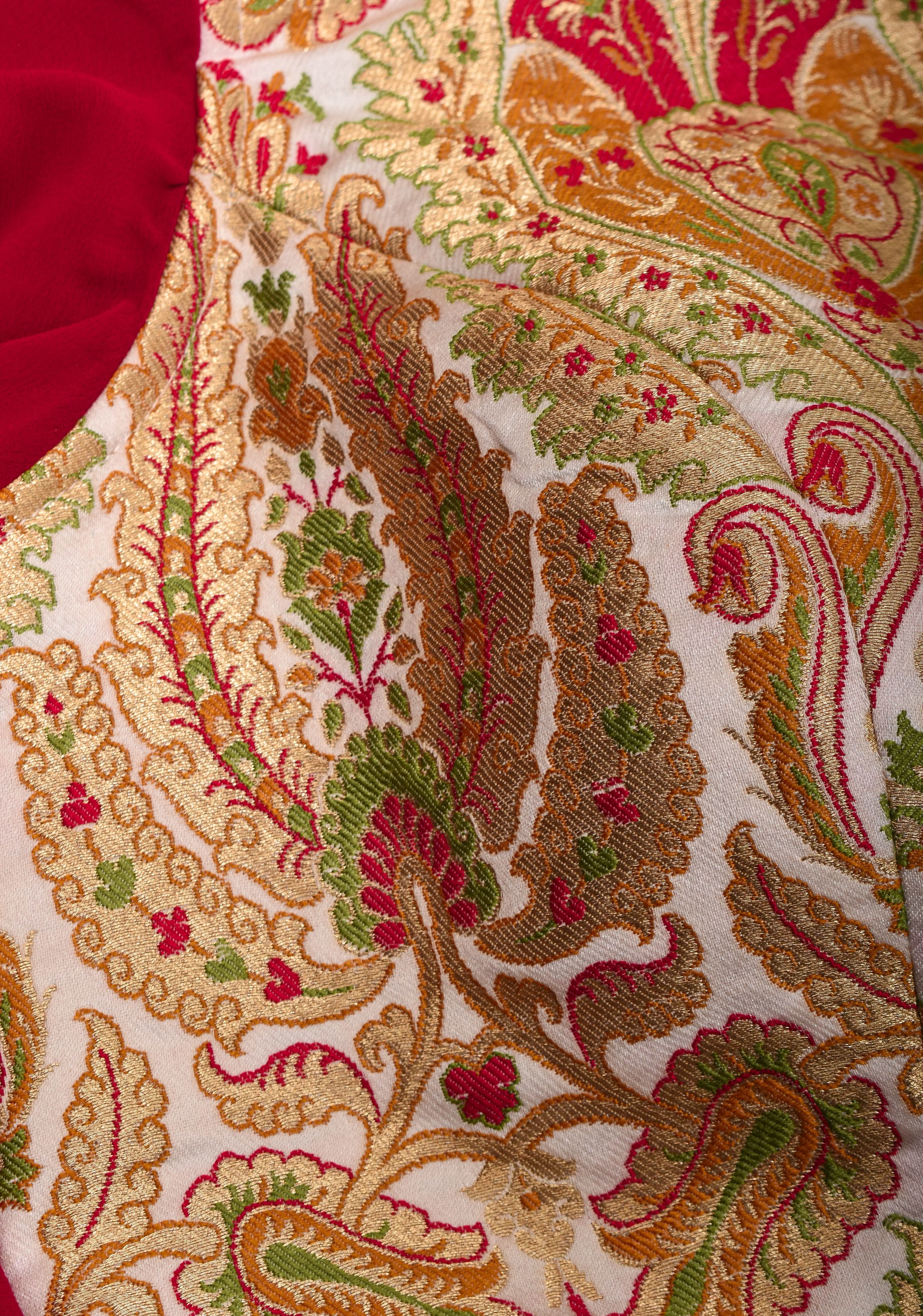 Banarasi Multicolor Brocade Blouse with side frills in Georgette | Shobitam