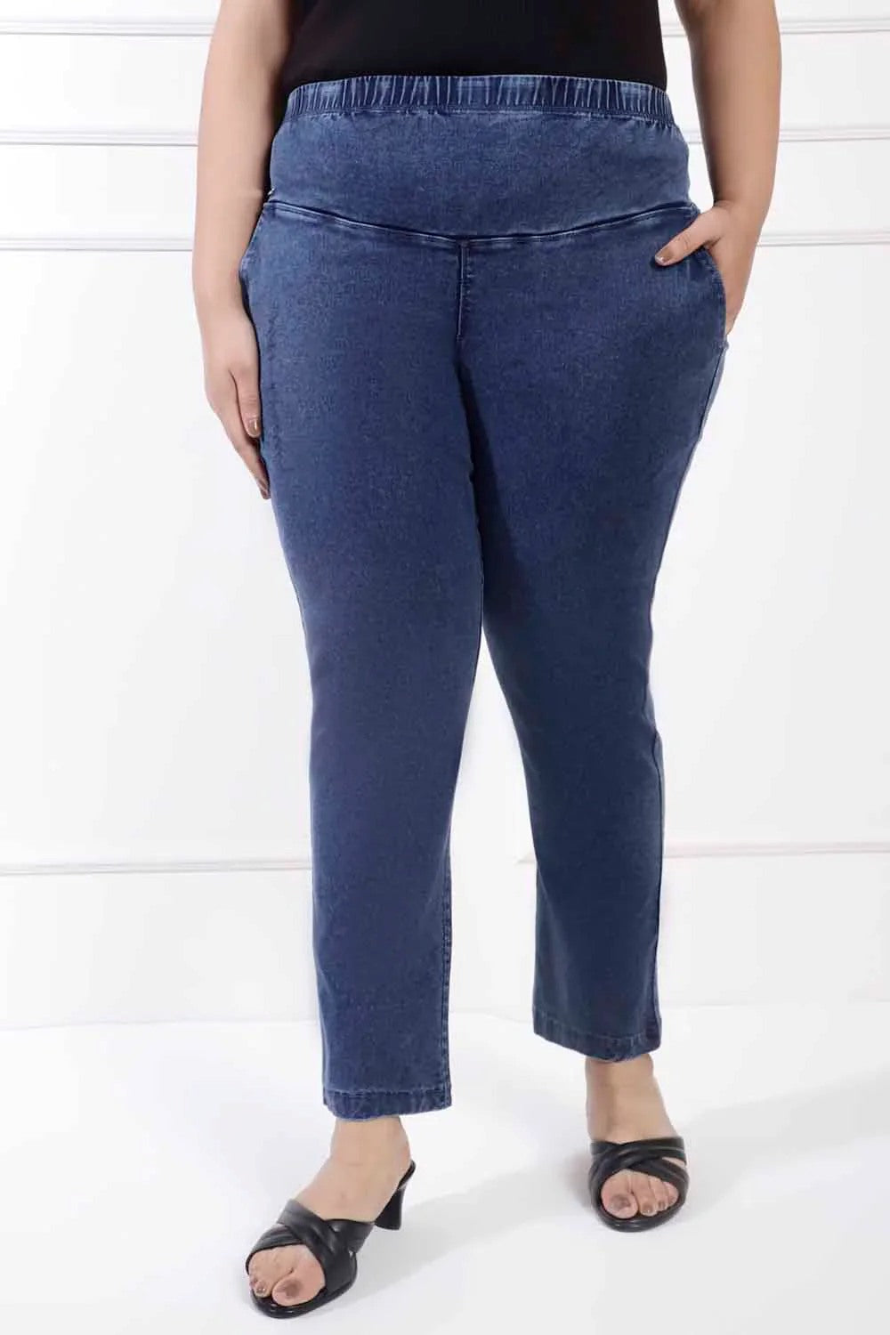 Plus Size Yale Blue Straight Jeans For Women | Made to Order