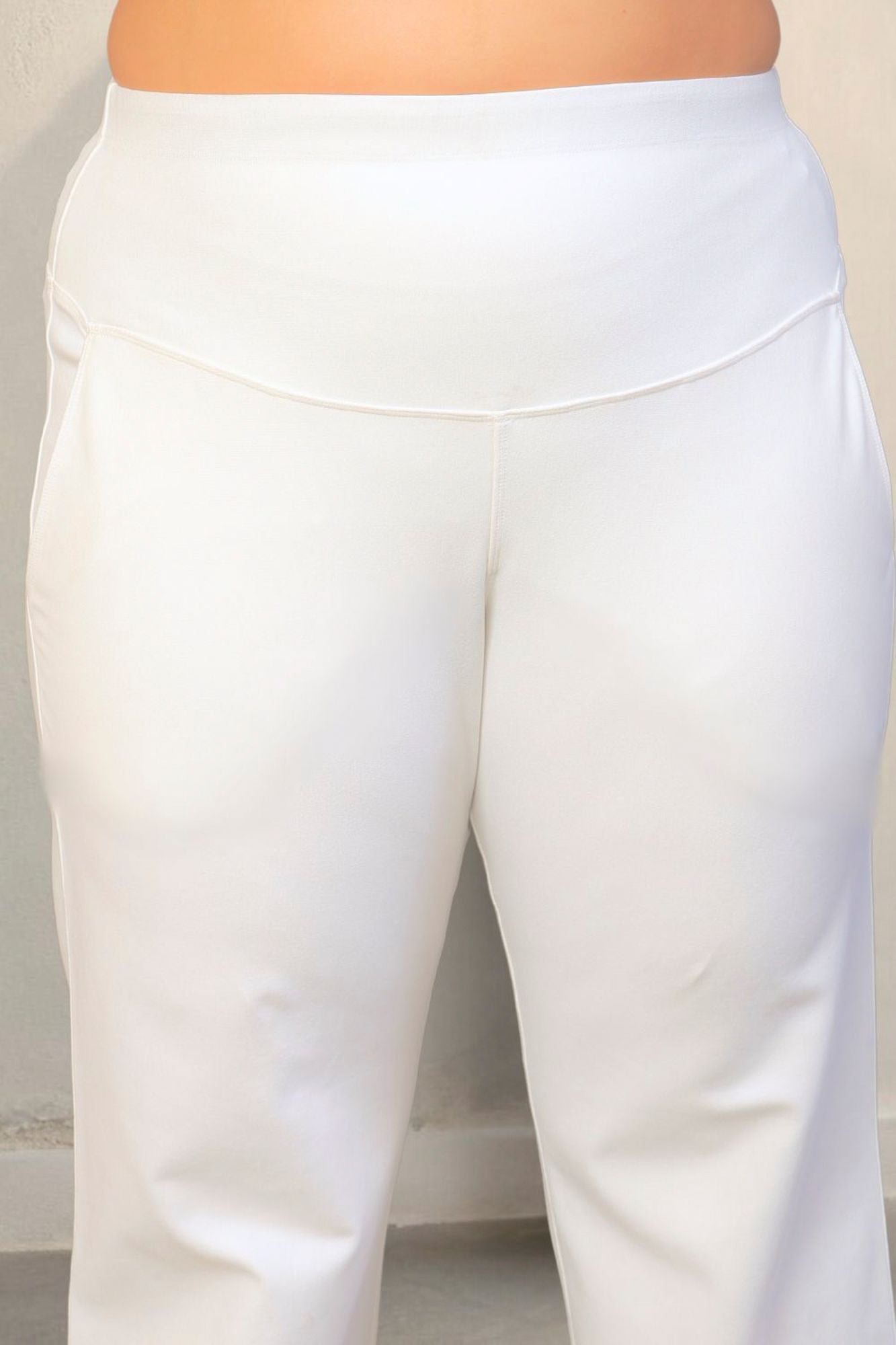 Plus Size White Tummy Shaper Flare Pants | Made to Order