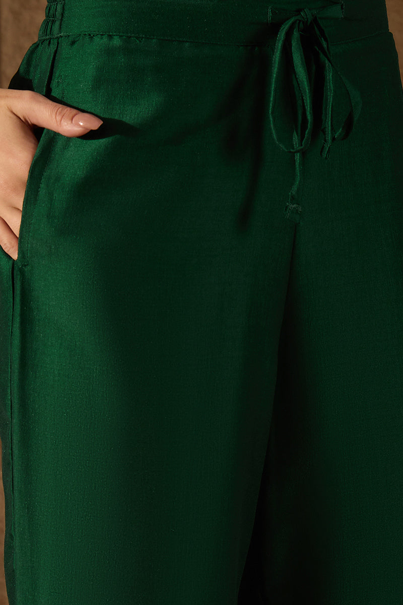 Green Silk Blend Embroidered Kurta Pant With Dupatta
