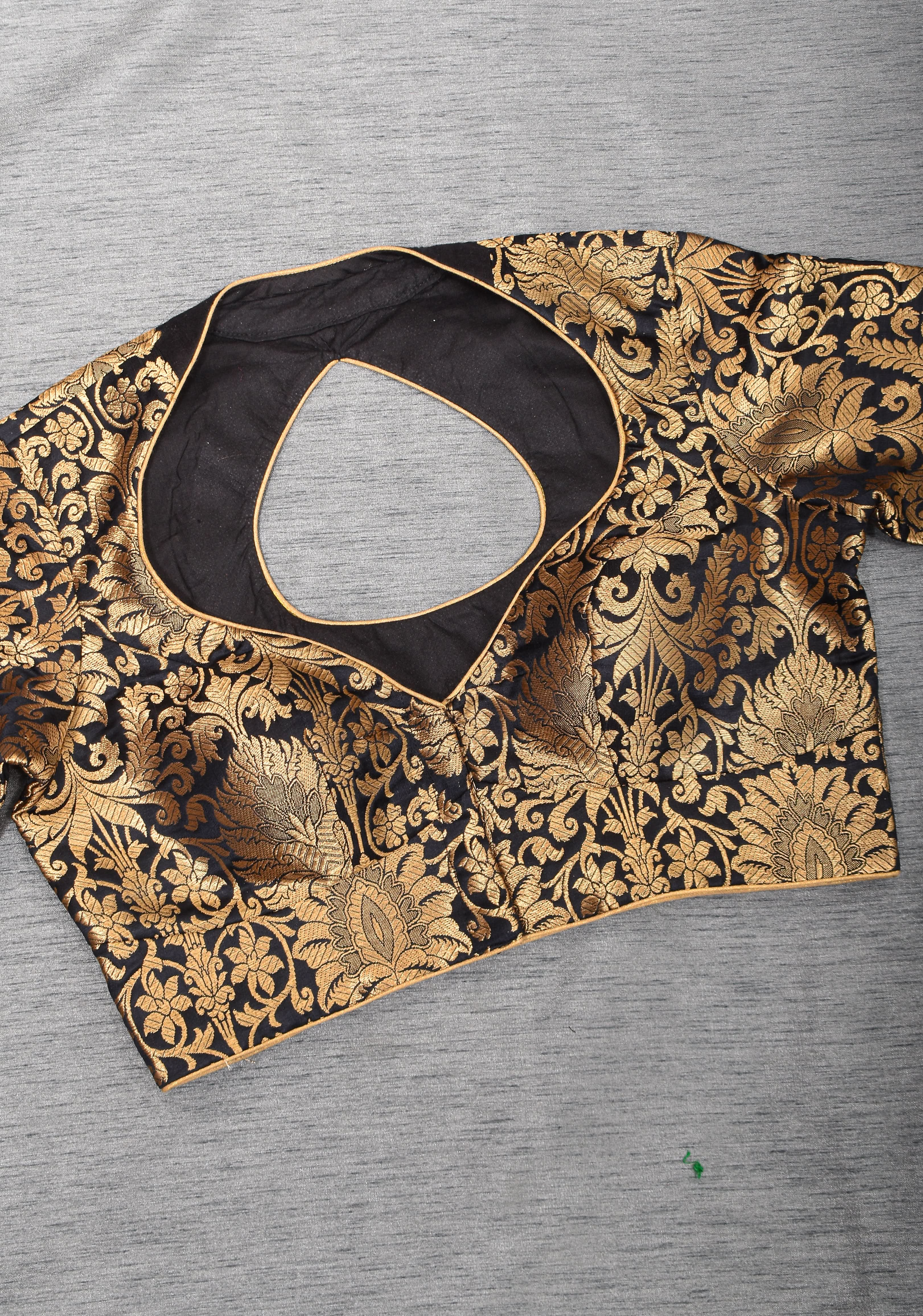 Paan Neck Black Banarasi Brocade Blouse | Shobitam