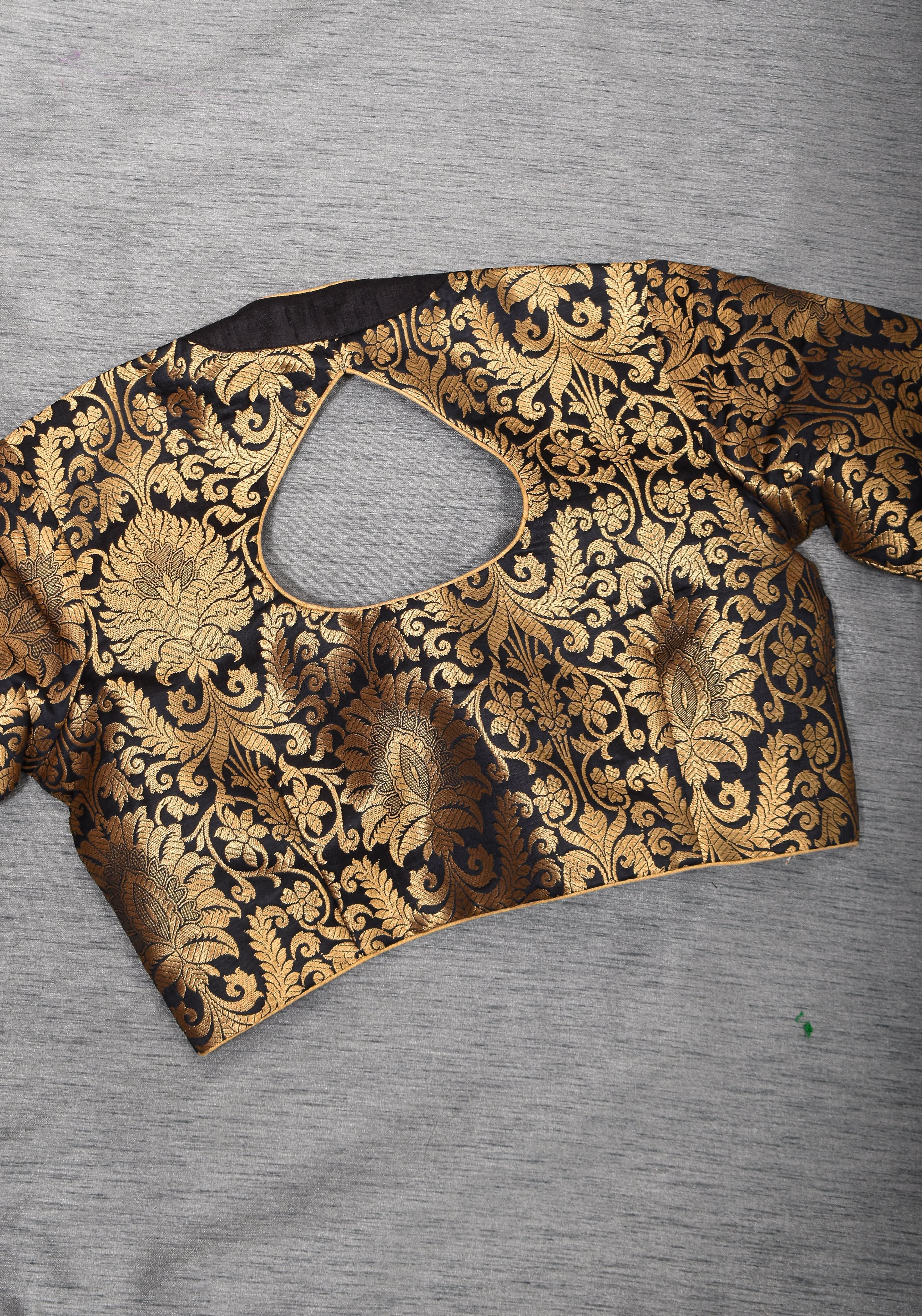 Paan Neck Black Banarasi Brocade Blouse | Shobitam