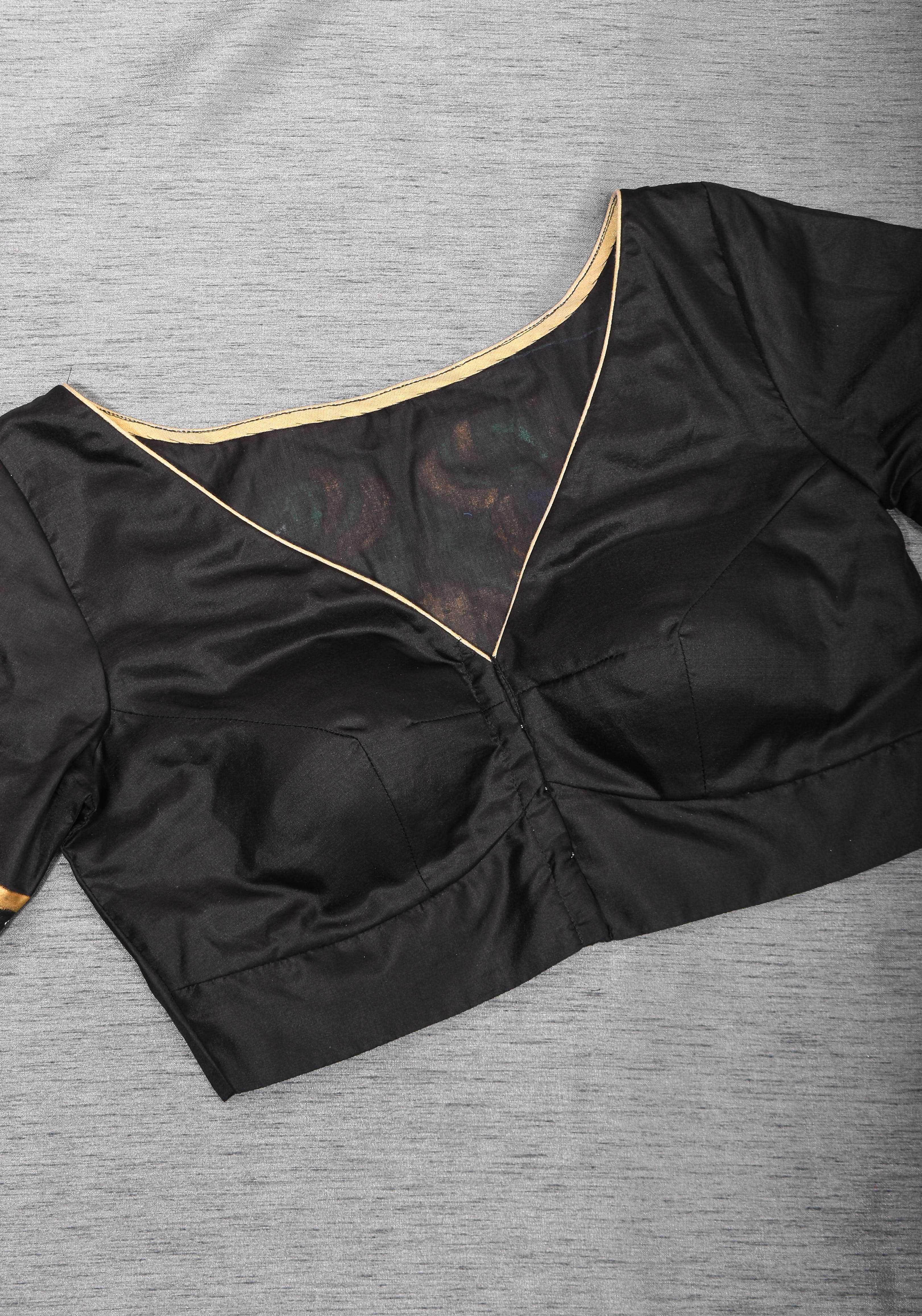 Tanjore Parrots - pure Silk blouse with Tanjore Style Hand painting, Color Customizable. | Shobitam