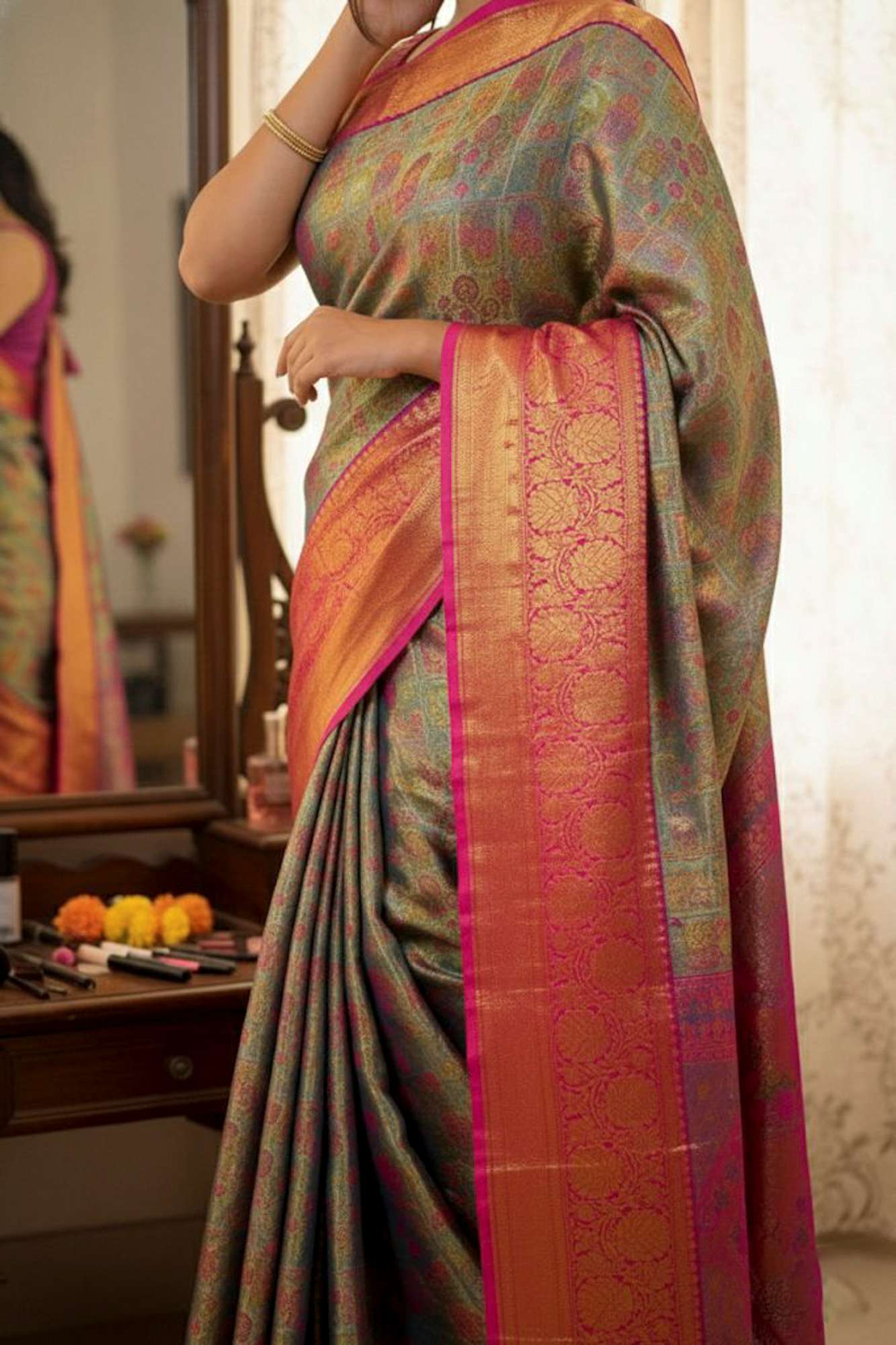 Heritage Kanjivaram Craft Meets Vibrant Patola Grandeur - Ready to wear saree