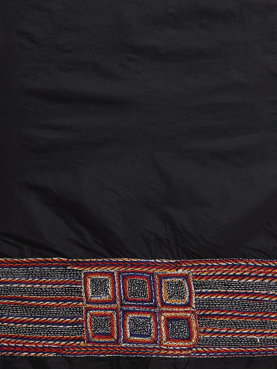 Black ArtSilk Kantha Saree with Blouse piece | SHOBITAM