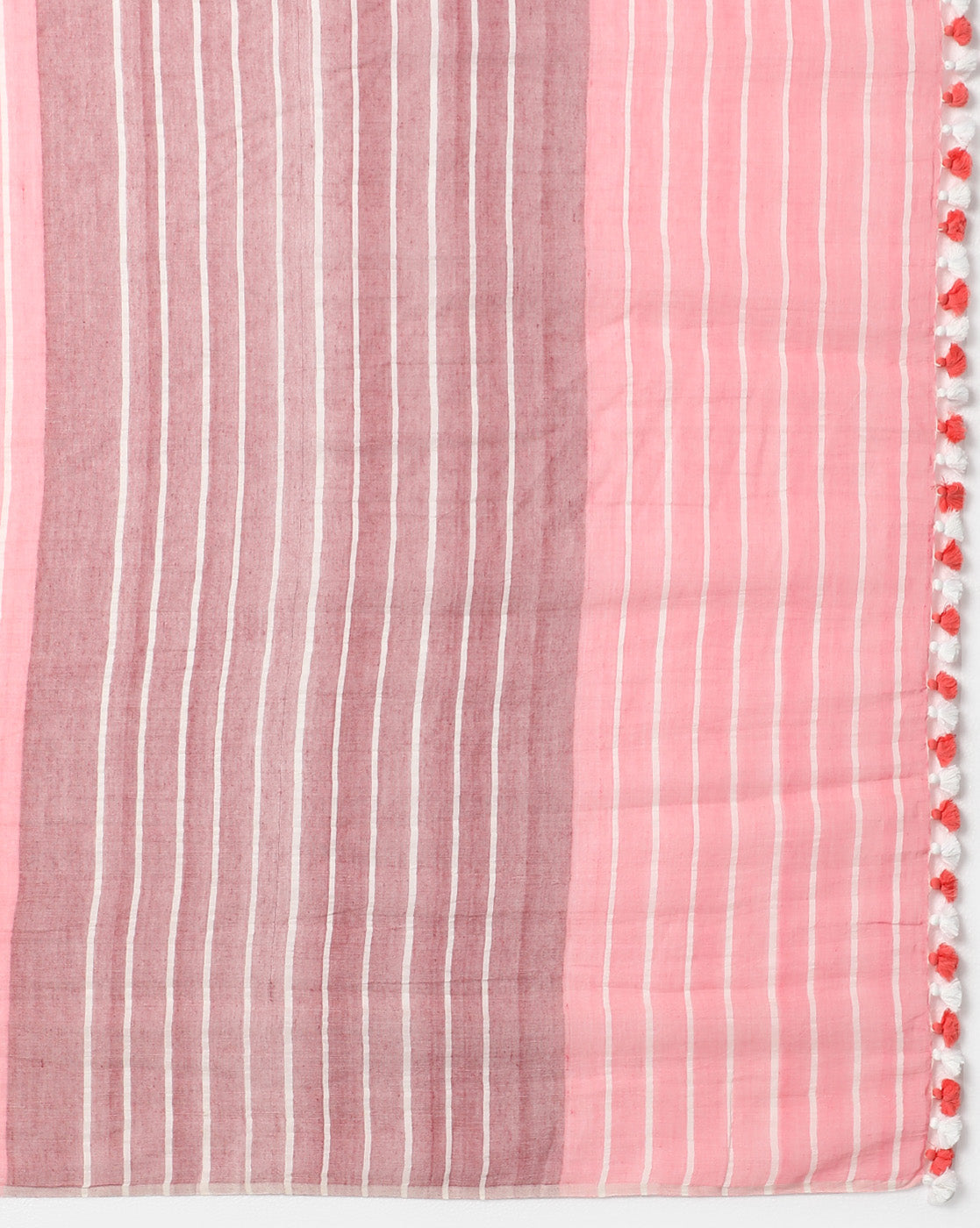 Handwoven Cotton Saree with pompoms | Shobitam