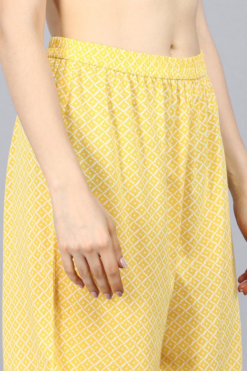 Yellow Pure Cotton Straight Kurta Pant With Dupatta | SHOBITAM