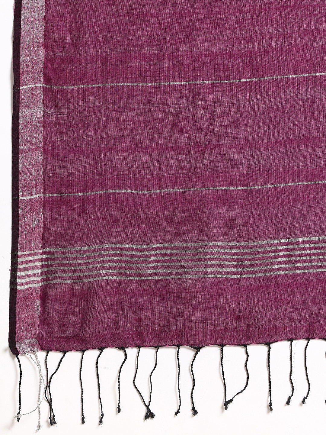 Handloom Grey Purple Cotton Kantha Saree | SHOBITAM