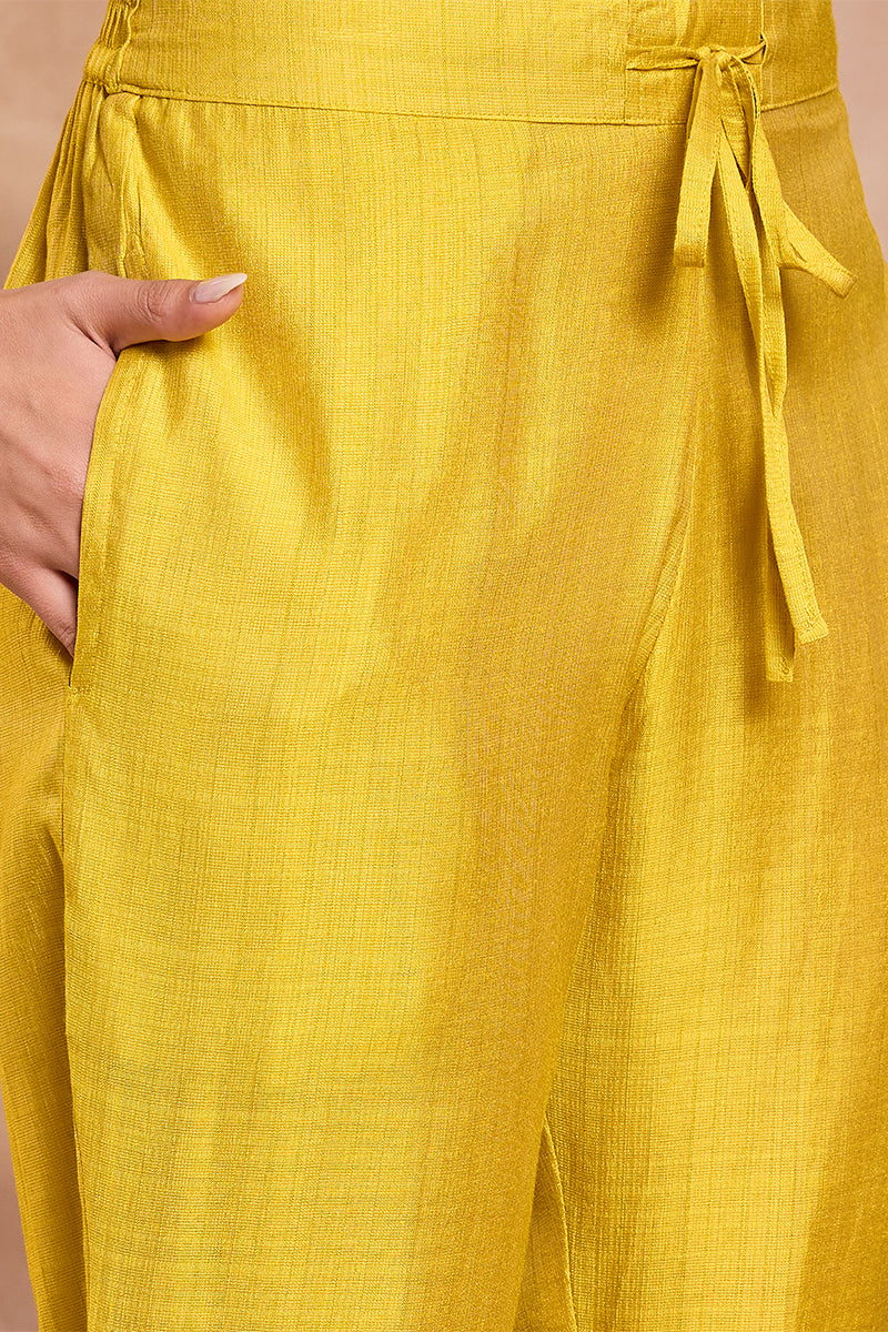 Yellow Poly Silk Floral Printed Straight Kurta Trouser With Dupatta | SHOBITAM