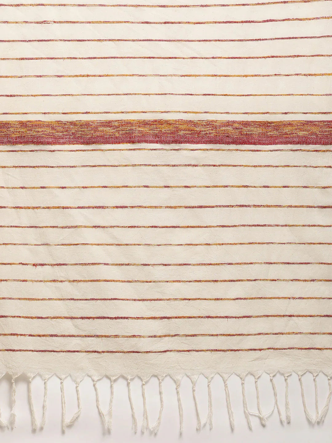 Cream Handloom Cotton Saree with Floral Kantha Embroidery Border