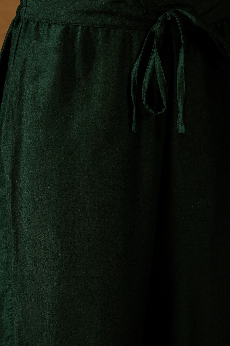 Green Silk Blend Embroidered Anarkali Suit Set   | SHOBITAM