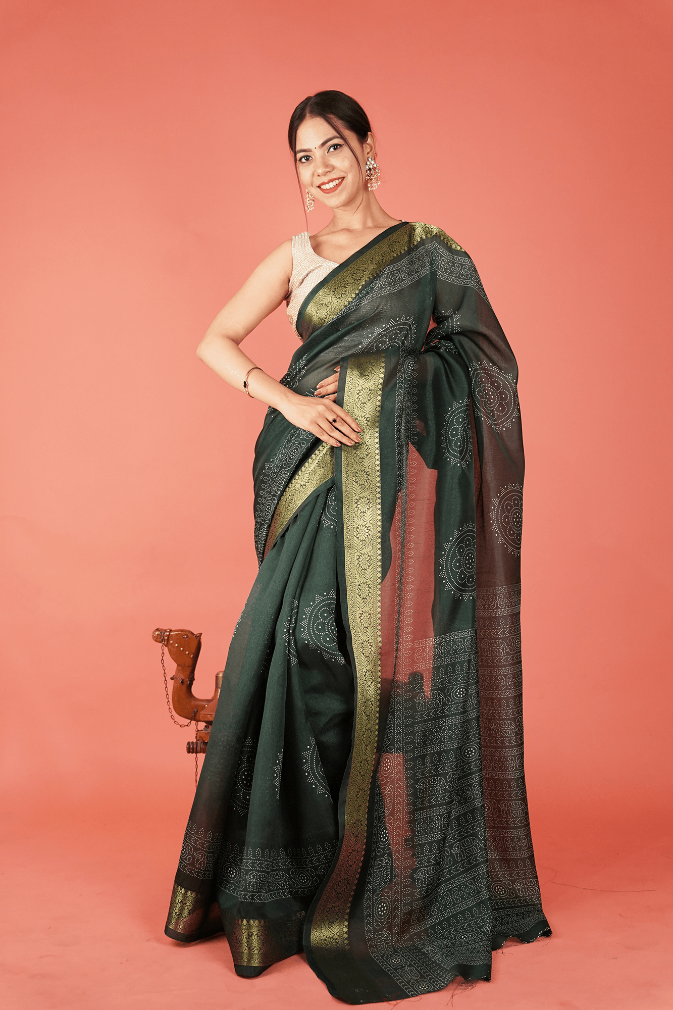 Soft Tussar Silk Sarees with Golden Zari Weaving Border. - VASTRANZO