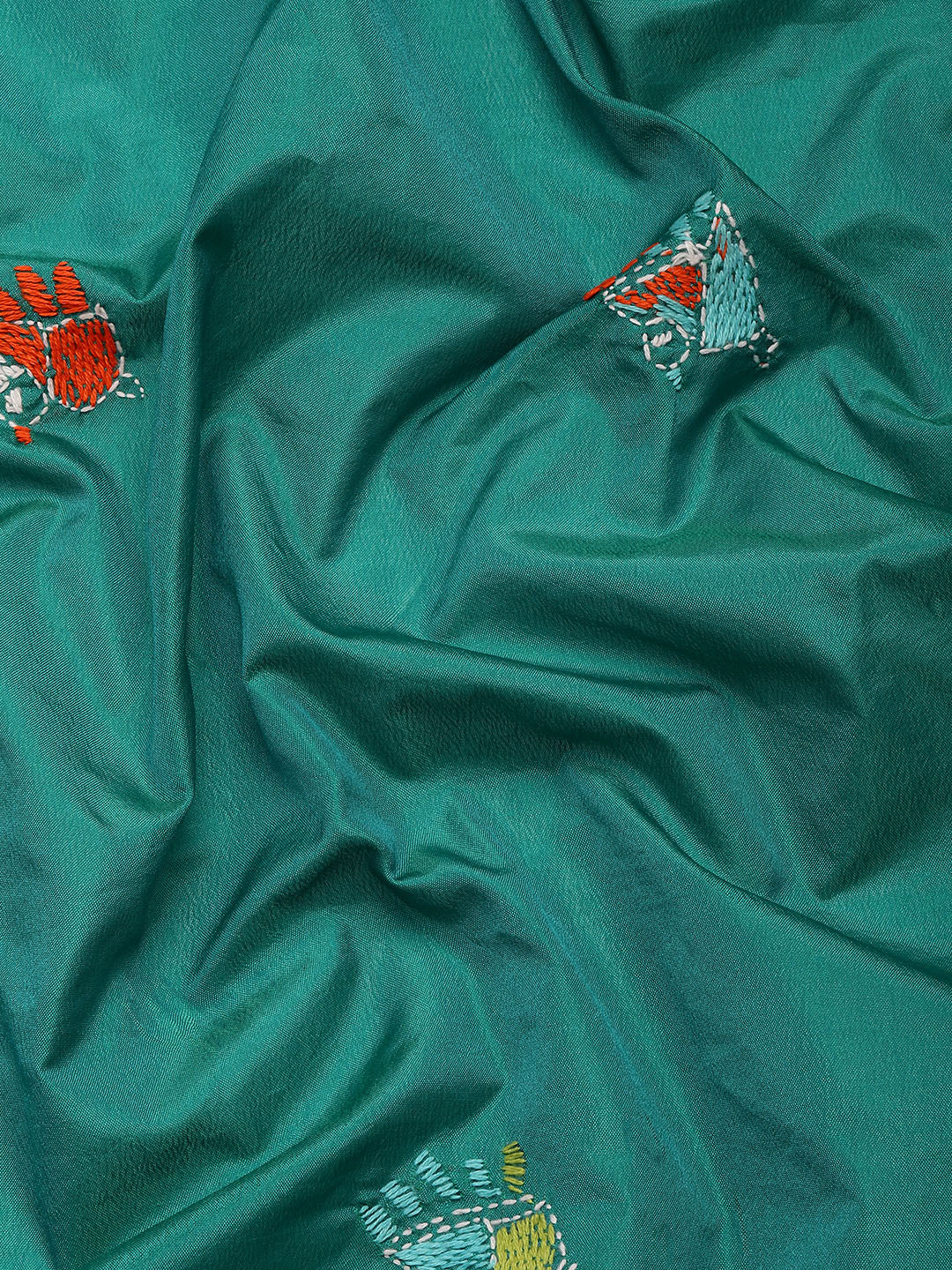 Green Art Silk Kantha Saree with Blouse piece | SHOBITAM